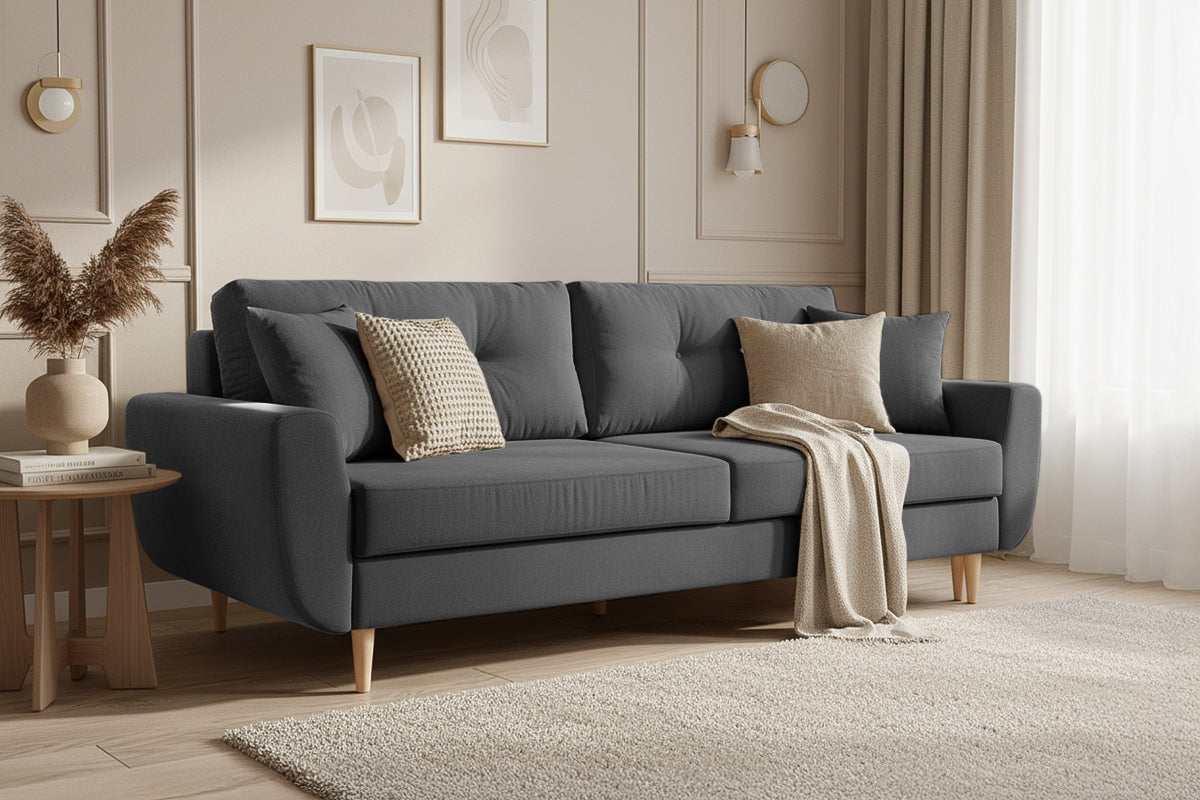 Canapea Extensibila 3 locuri HELSINKI, cu lada de depozitare, 225x100x90 cm, Bej - Prestigehome.ro - Canapea 3 Locuri - Prestige - #color_gri-inchis-enjoy