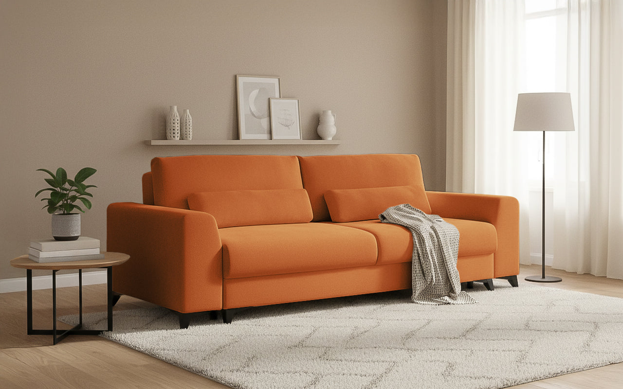 Canapea Extensibilă 3 locuri TIVOLI, 240x105x95 cm, #color_Portocaliu-Mystery