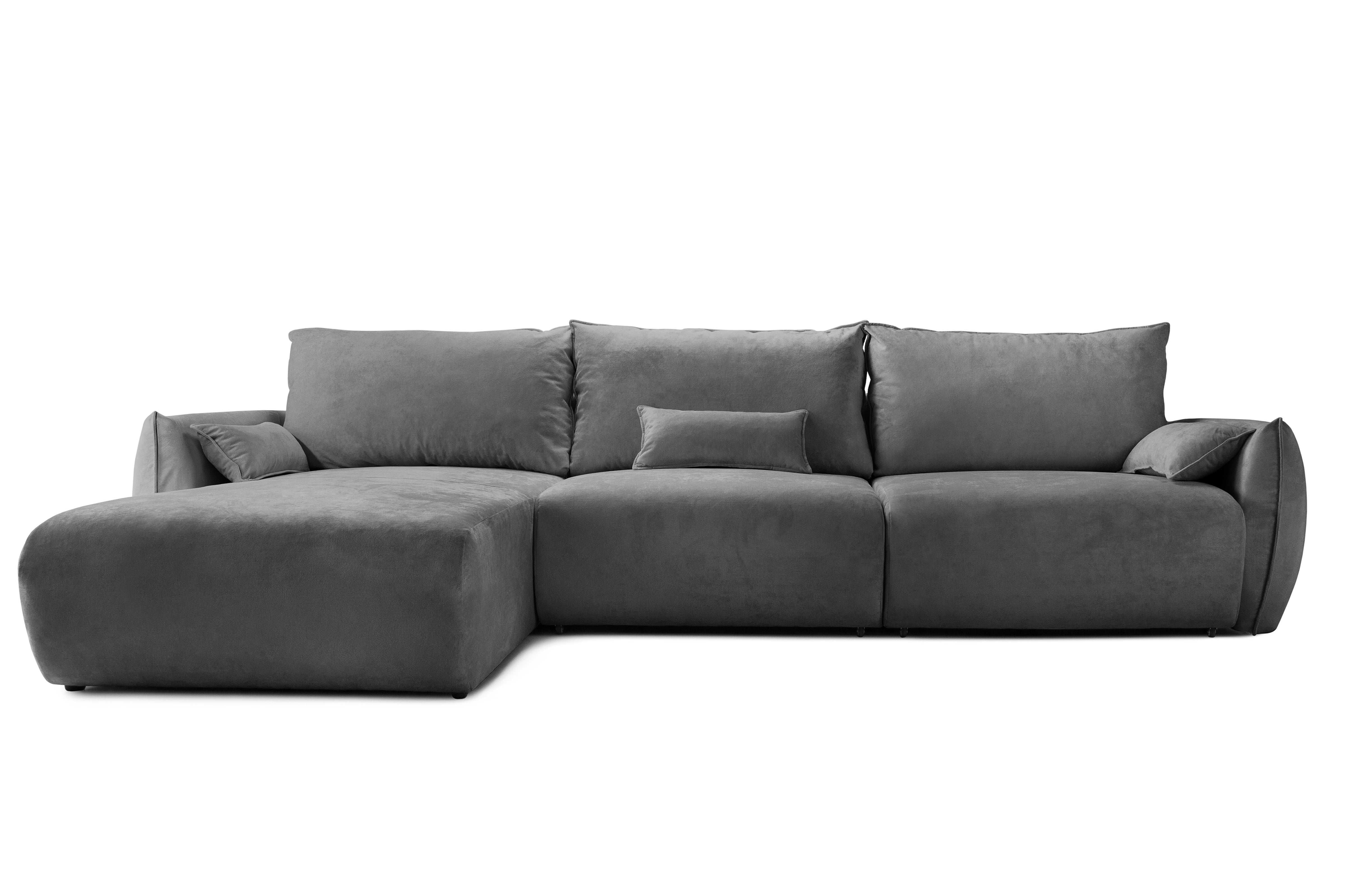 Colțar Extensibil OSAKA, cu 2 lăzi depozitare, șezlong interschimbabil, 338x190x87 cm, #color_Gri-Inchis-Havana