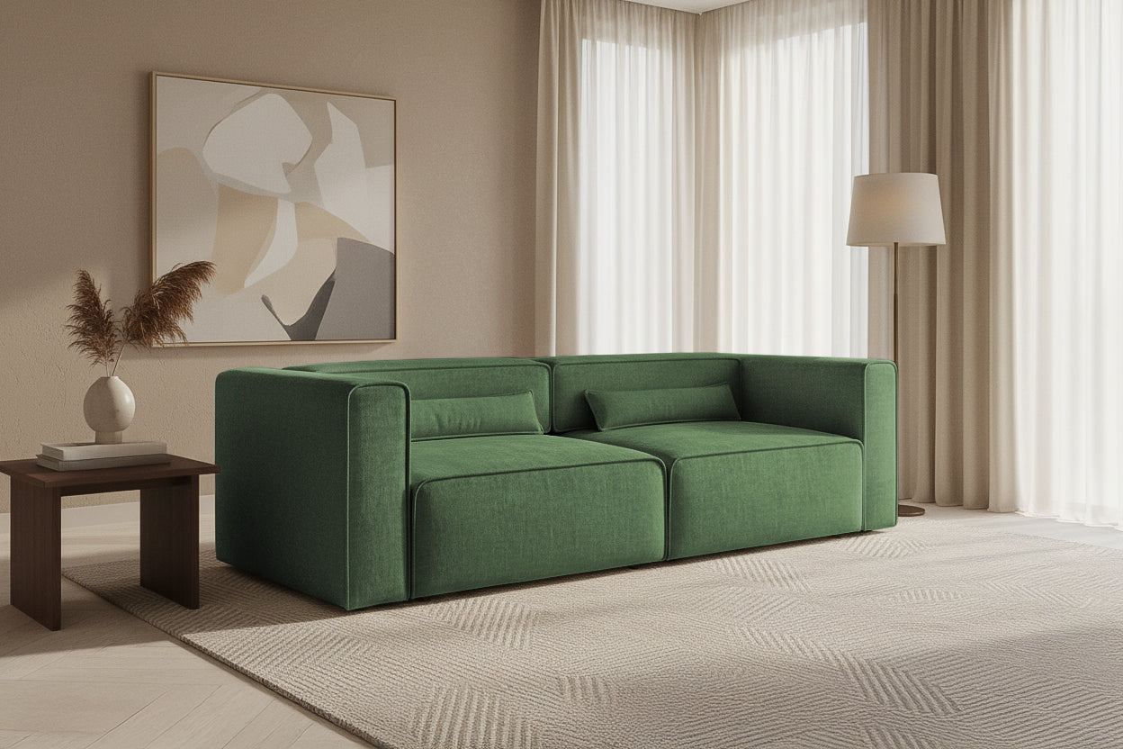 Canapea Extensibilă 3 locuri ZANETTO, cu 2 lăzi depozitare, 240x100x70 cm, #color_Verde-Onyx