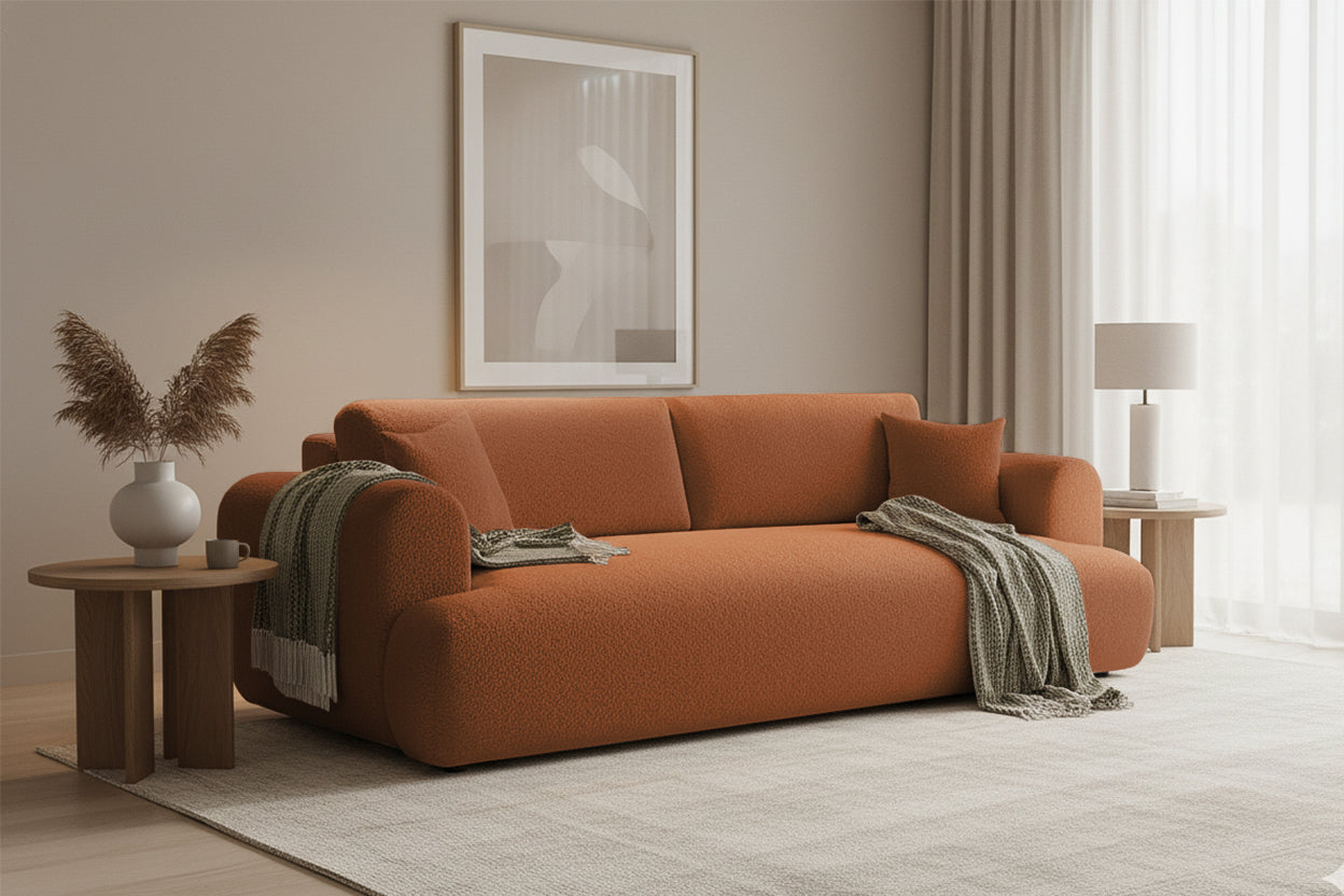 Canapea Extensibilă 3 locuri NOA, cu ladă depozitare, 244x108x80 cm, #color_Caramiziu-Anthology