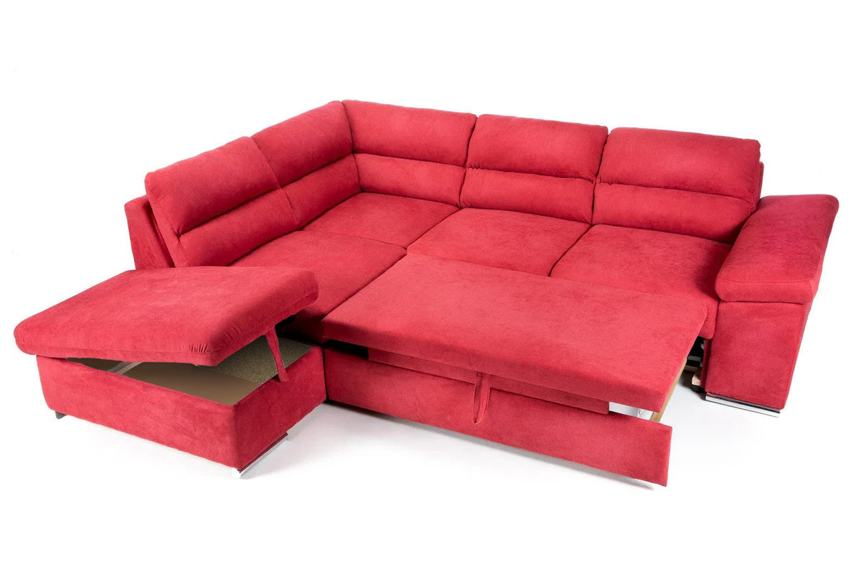 Coltar Extensibil ALONSO, cu lada de depozitare, variante stanga/dreapta 265x220x85 cm, Rosu - Prestigehome.ro - Coltare - Prestige - #variante coltar_stanga #color_rosu-enjoy