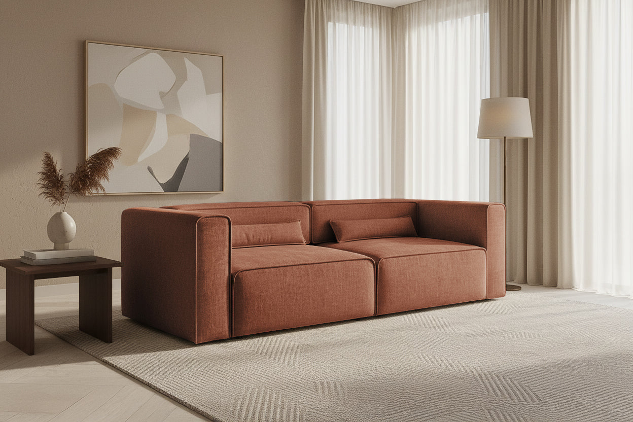 Canapea Extensibilă 3 locuri ZANETTO, cu 2 lăzi depozitare, 240x100x70 cm, #color_Bordeaux-Onyx