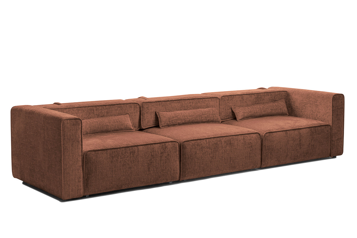 Canapea Extensibilă 4 locuri ZANETTO, cu 3 lăzi depozitare, 340x100x70 cm, #color_Bordeaux-Onyx