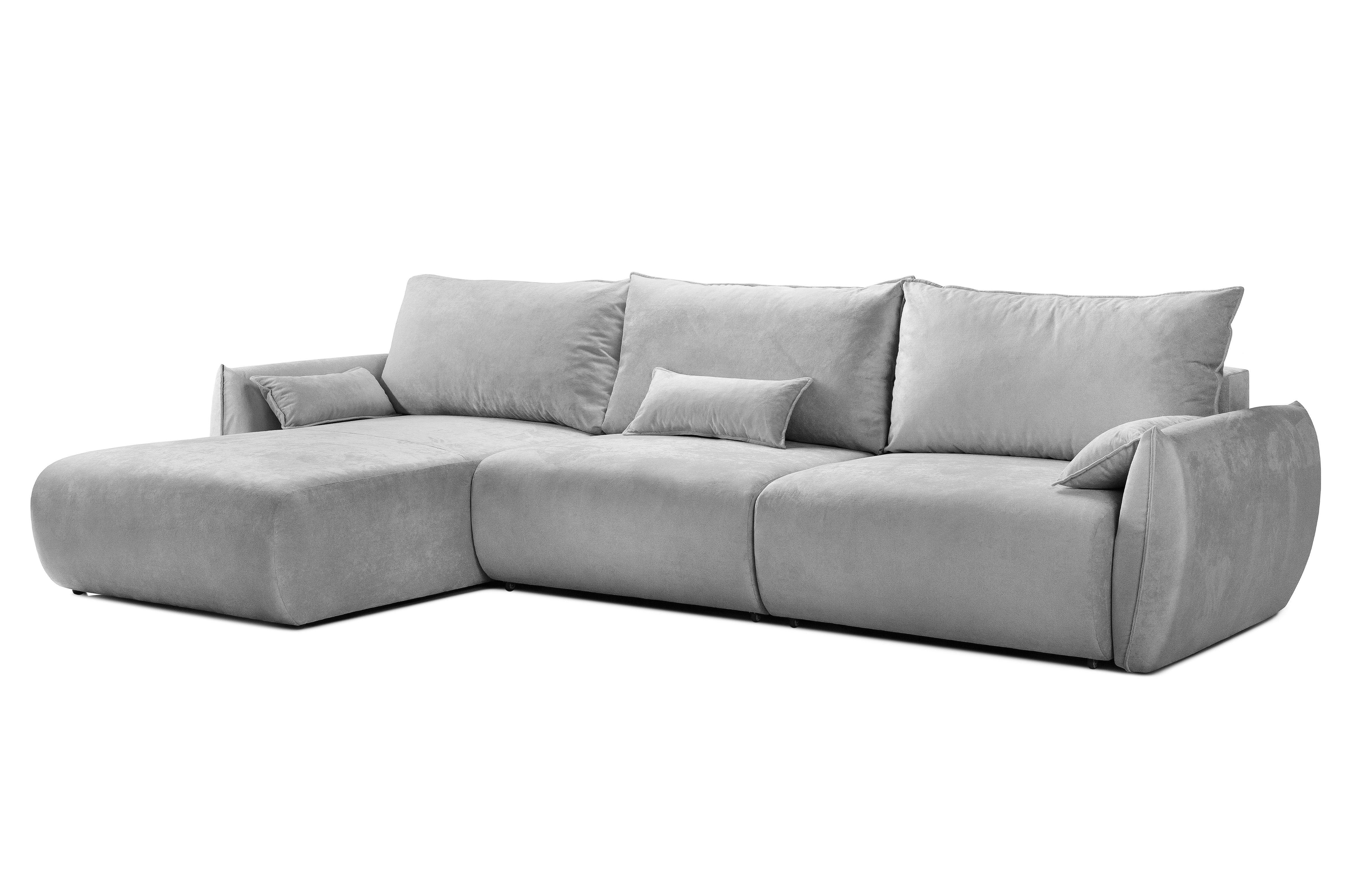 Colțar Extensibil OSAKA, cu 2 lăzi depozitare, șezlong interschimbabil, 338x190x87 cm, #color_Gri-Deschis-Havana