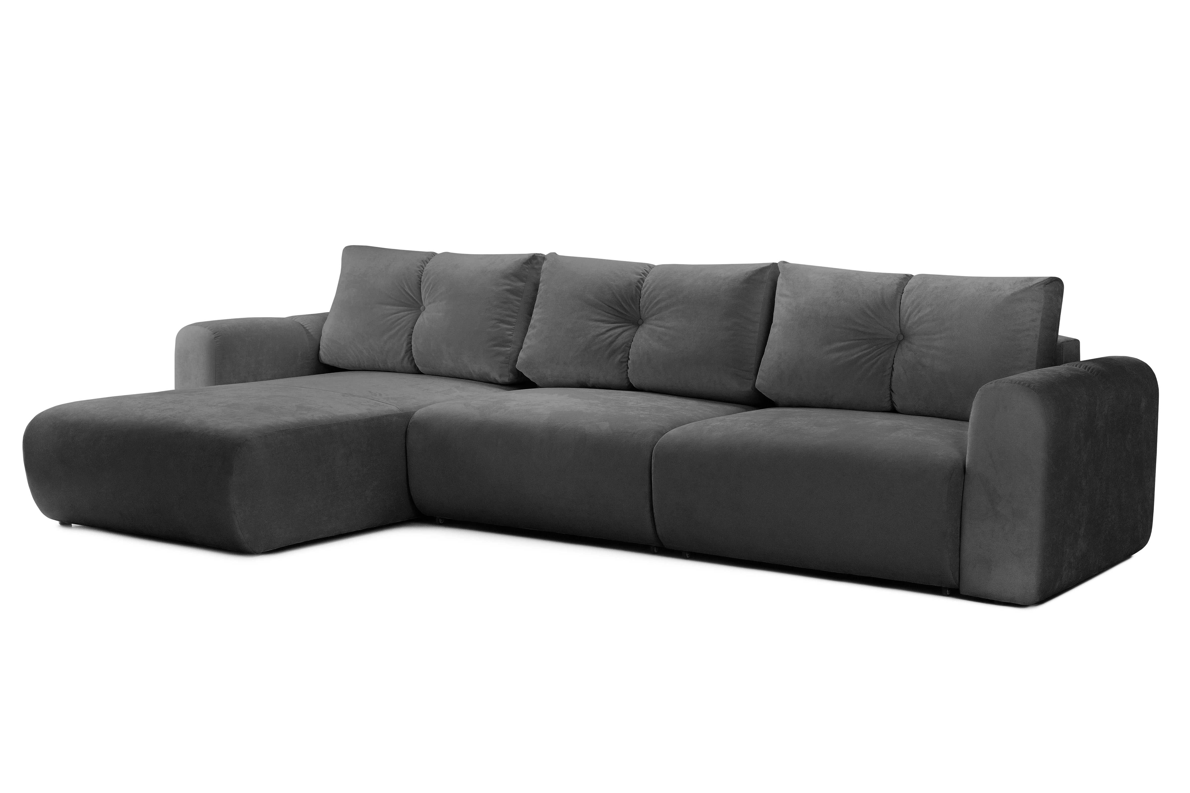 Colțar Extensibil GEORGIA, cu 2 lăzi depozitare, șezlong interschimbabil, 348x190x87 cm, #color_Gri-Inchis-Havana