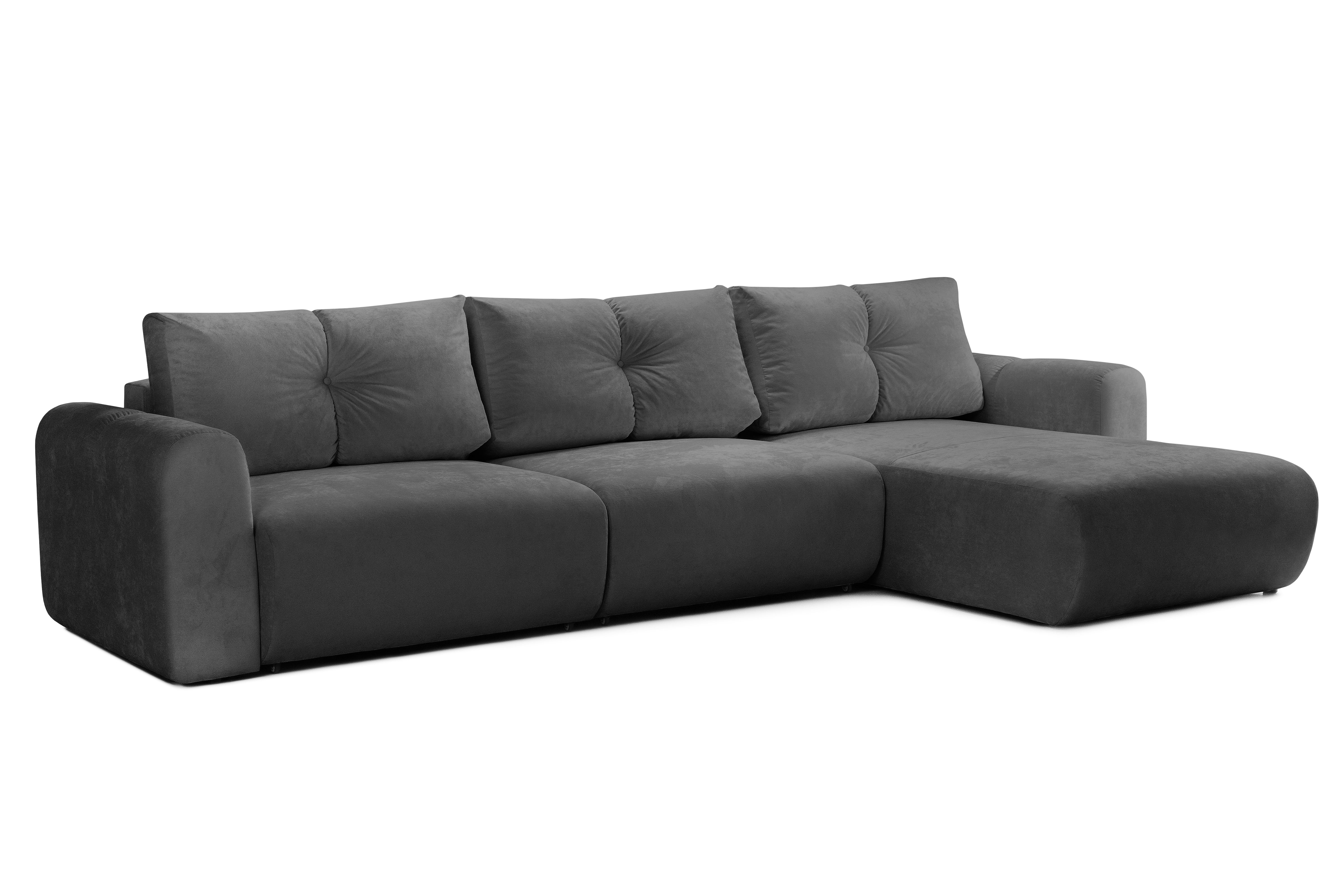 Colțar Extensibil GEORGIA, cu 2 lăzi depozitare, șezlong interschimbabil, 348x190x87 cm, #color_Gri-Inchis-Havana