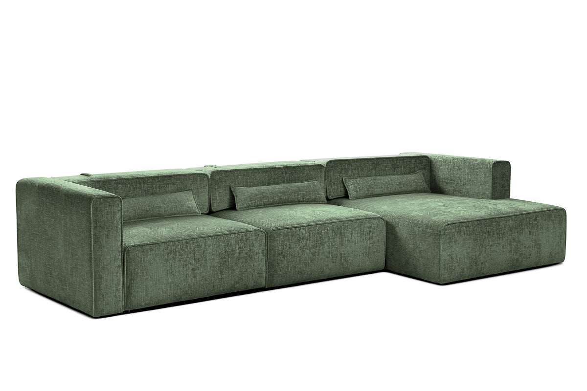 Colțar Extensibil 5 locuri ZANETTO, cu ladă de depozitare, 340x160x70 cm, #color_Verde-Onyx