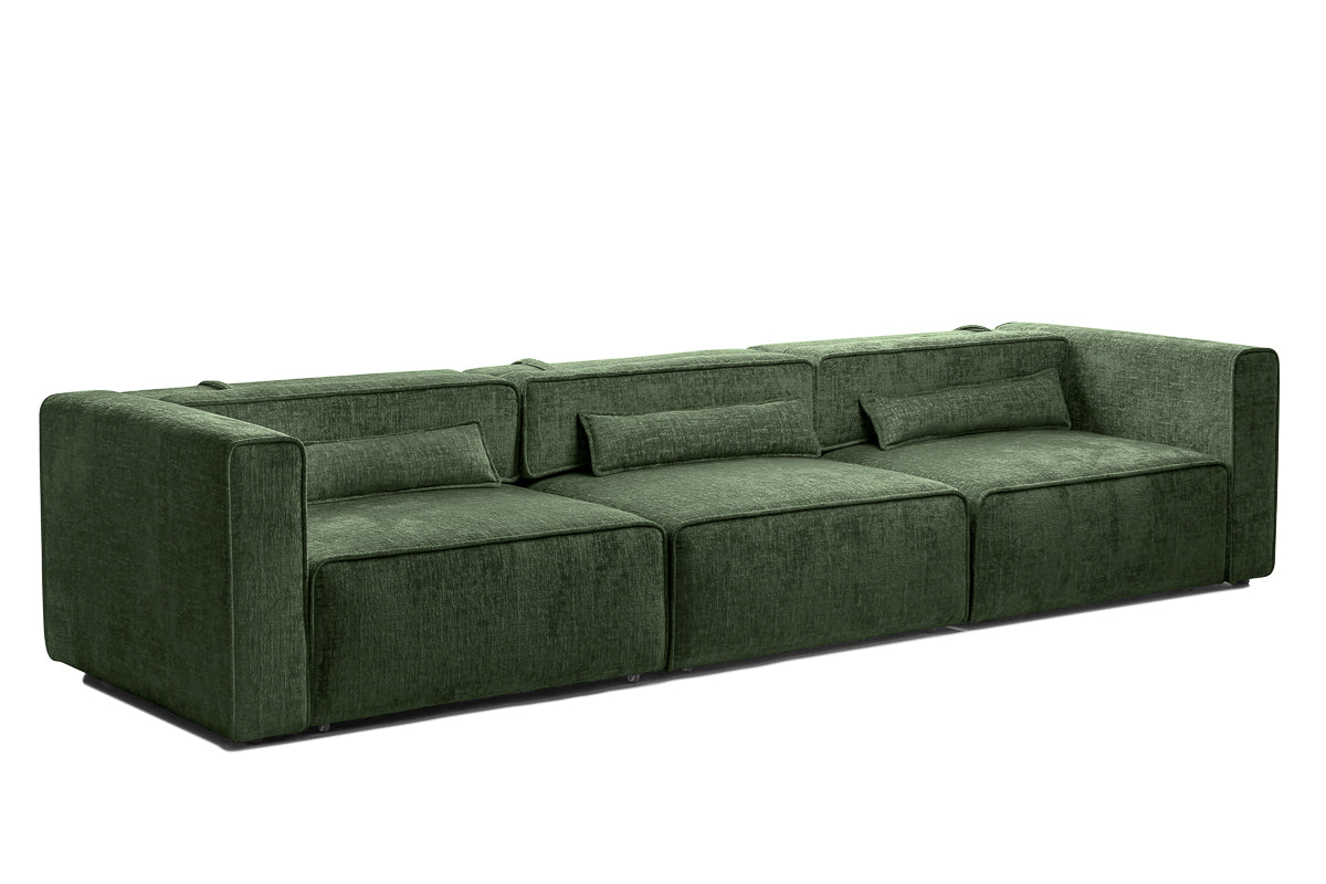 Canapea Extensibilă 4 locuri ZANETTO, cu 3 lăzi depozitare, 340x100x70 cm, #color_Verde-Onyx