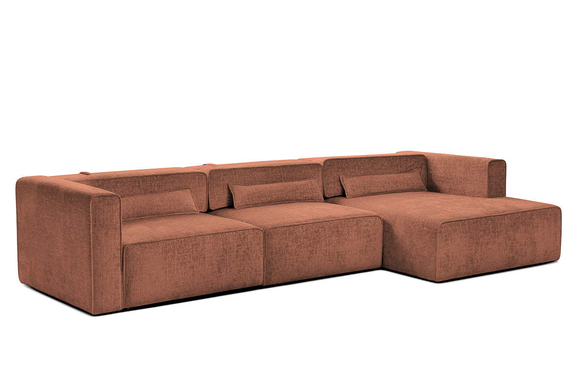 Colțar Extensibil 5 locuri ZANETTO, cu ladă de depozitare, 340x160x70 cm, #color_Bordeaux-Onyx