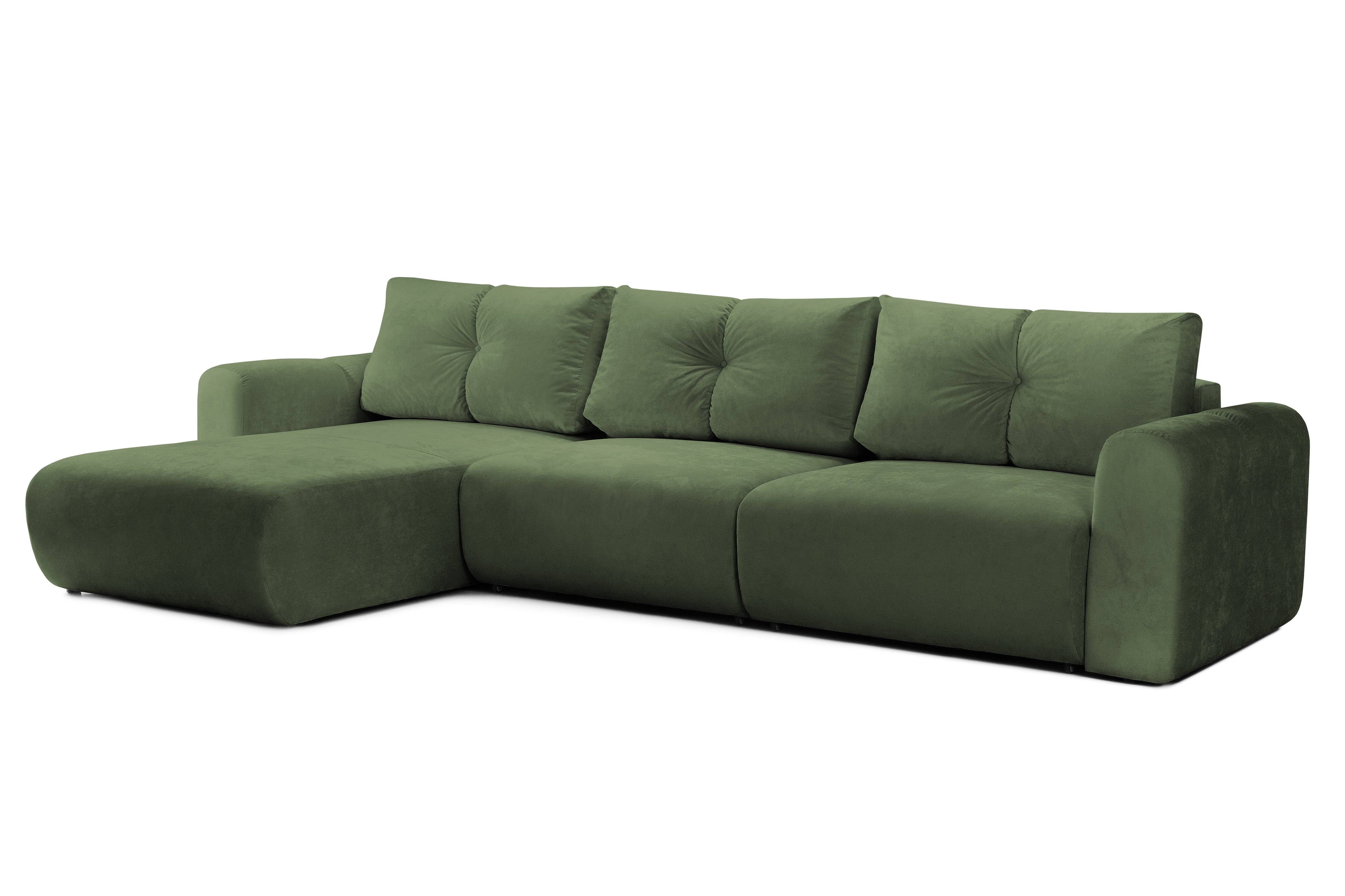 Colțar Extensibil GEORGIA, cu 2 lăzi depozitare, șezlong interschimbabil, 348x190x87 cm, #color_Verde-Havana