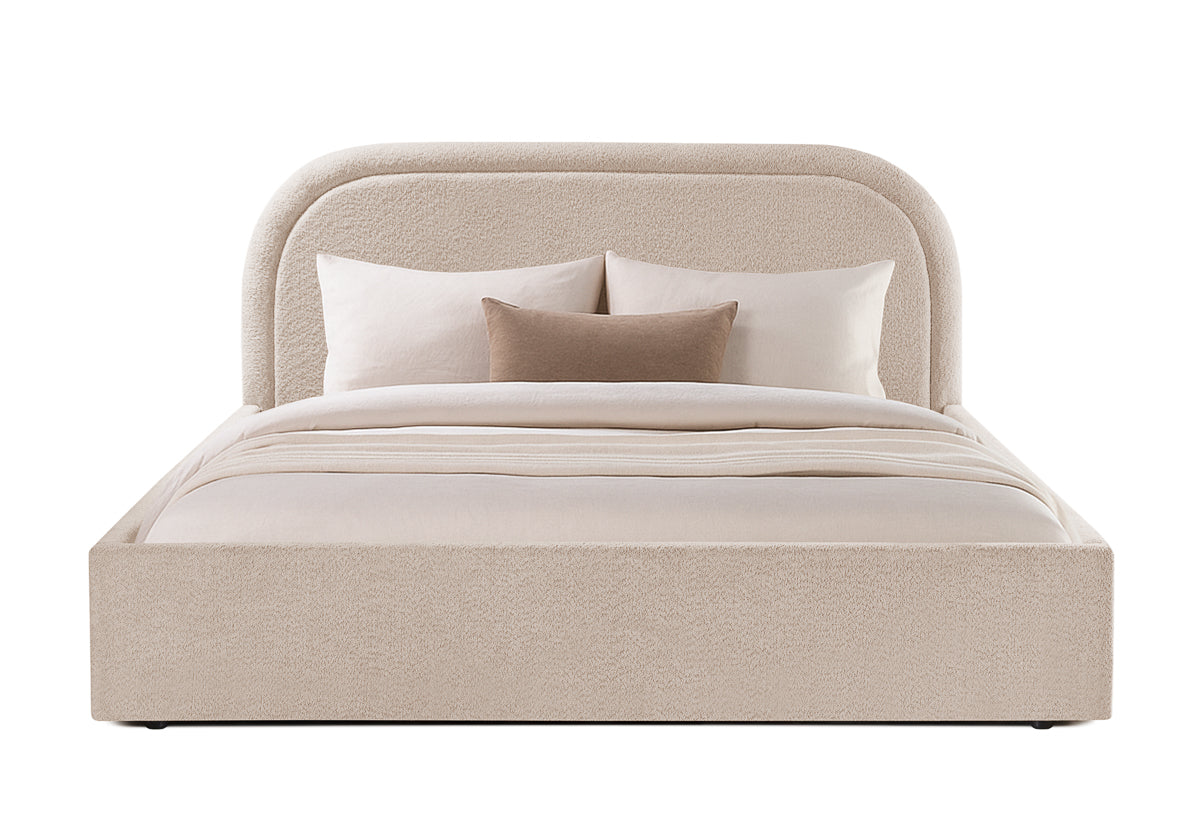 Pat Tapițat Cloud, cu somieră rabatabilă și ladă de depozitare, #color_Anthology-Crem