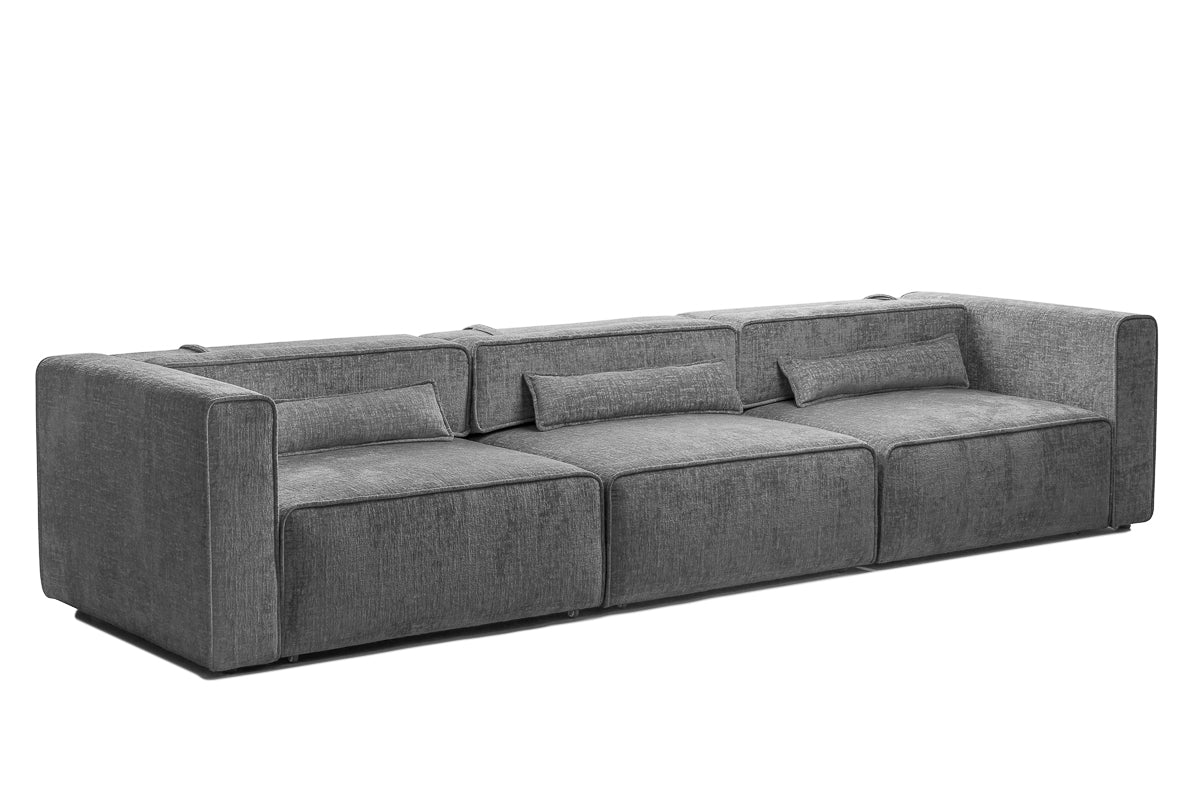 Canapea Extensibilă 4 locuri ZANETTO, cu 3 lăzi depozitare, 340x100x70 cm, #color_Gri-Onyx