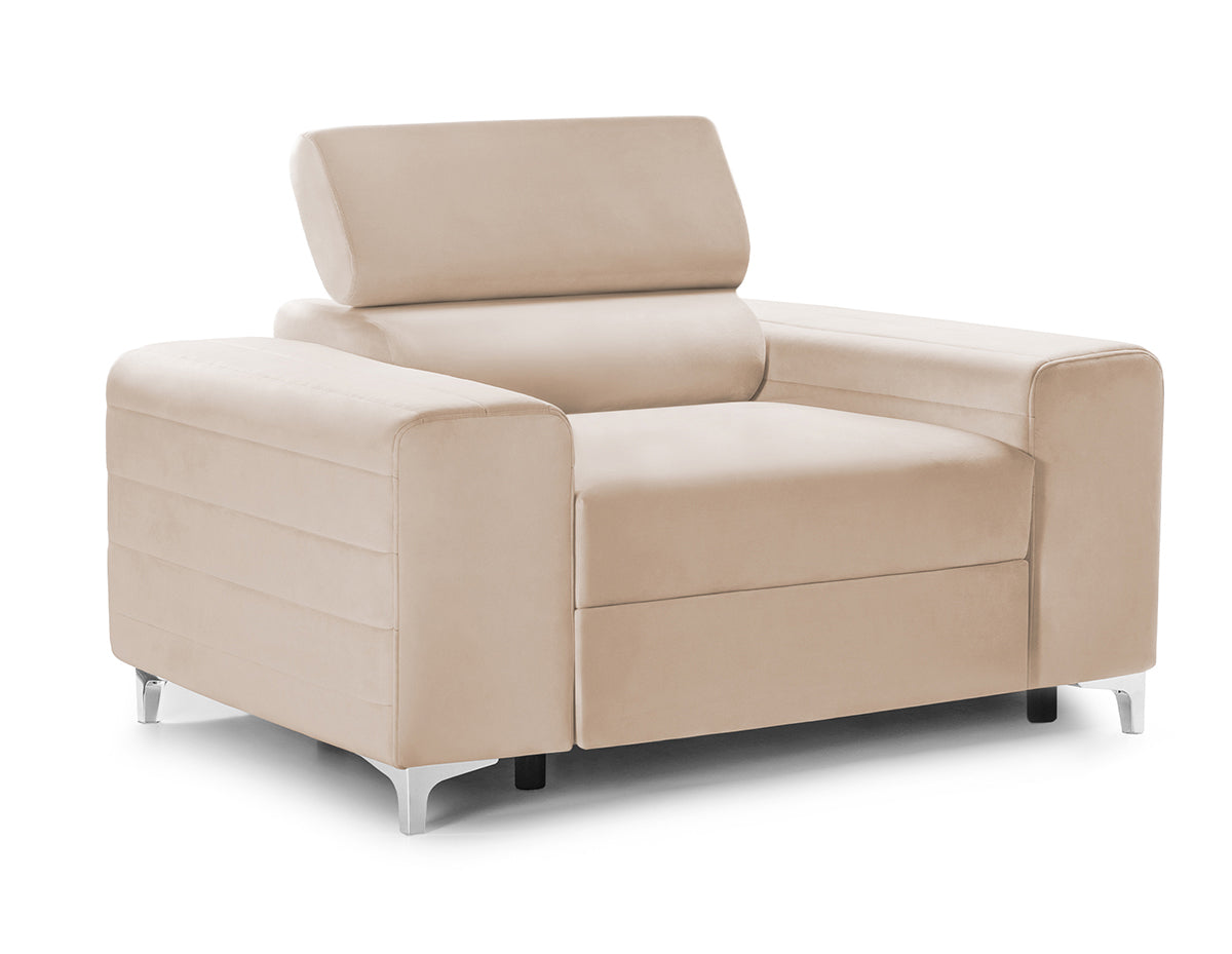 Fotoliu TIME NEW, tetieră reglabilă, suport lombar, 125x97x94 cm, #color_Bej-Velluto