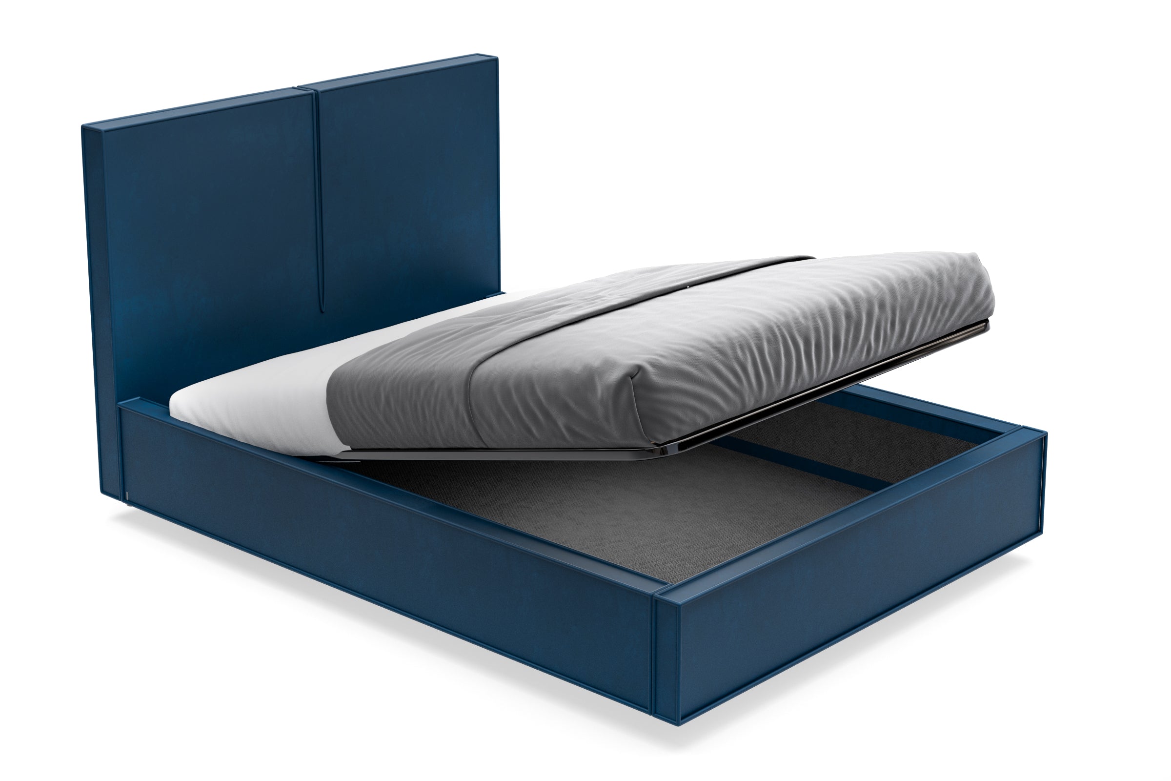 Pat Tapițat Monalisa, cu somieră rabatabilă și ladă depozitare, 160x200, albastru - Outlet