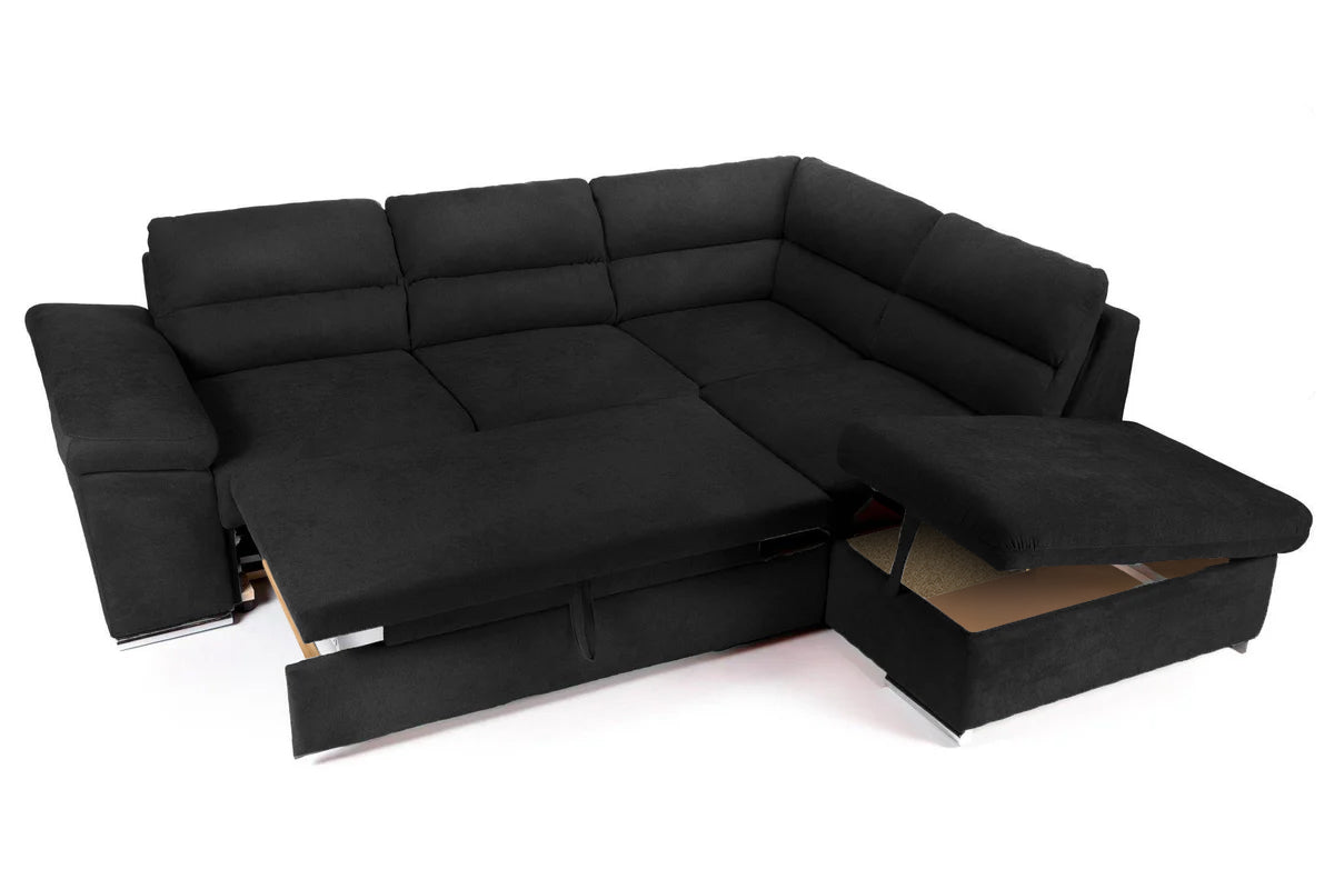 Coltar Extensibil ALONSO, cu lada de depozitare, variante stanga/dreapta 265x220x85 cm, Rosu - Prestigehome.ro - Coltare - Prestige - #variante coltar_dreapta #color_negru-enjoy