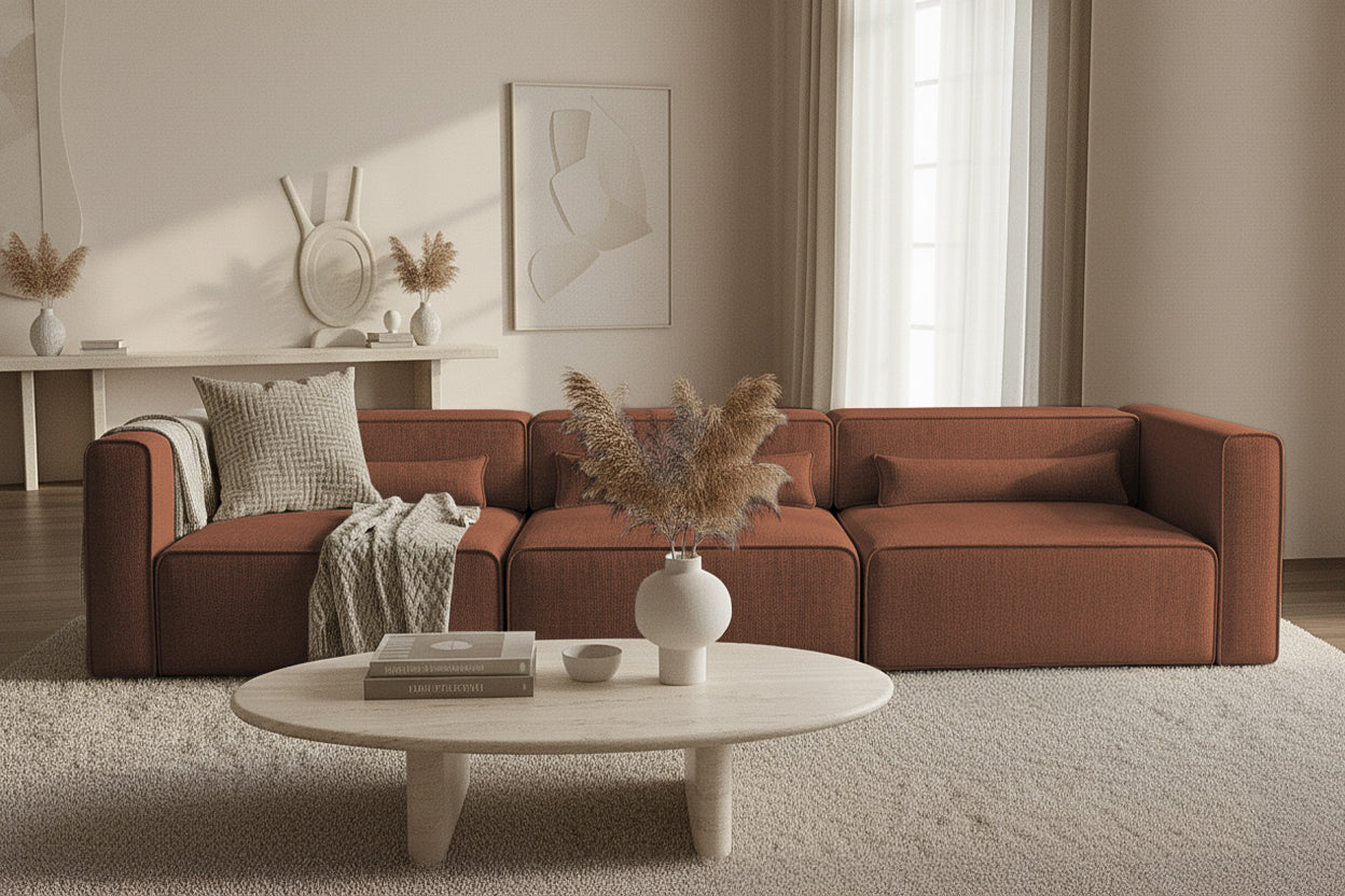 Canapea Extensibilă 4 locuri ZANETTO, cu 3 lăzi depozitare, 340x100x70 cm, #color_Bordeaux-Onyx