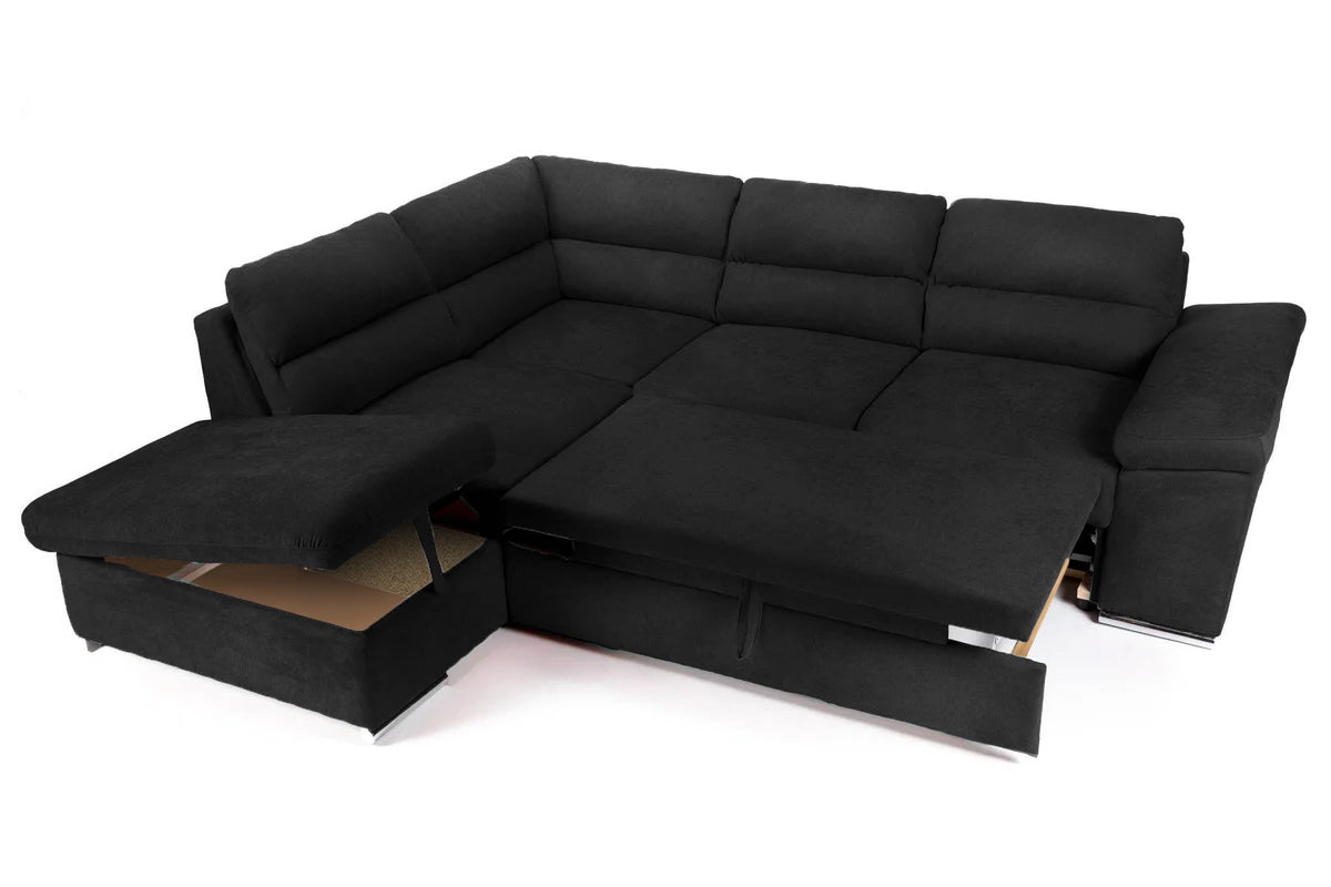 Coltar Extensibil ALONSO, cu lada de depozitare, variante stanga/dreapta 265x220x85 cm, Rosu - Prestigehome.ro - Coltare - Prestige - #variante coltar_stanga #color_negru-enjoy