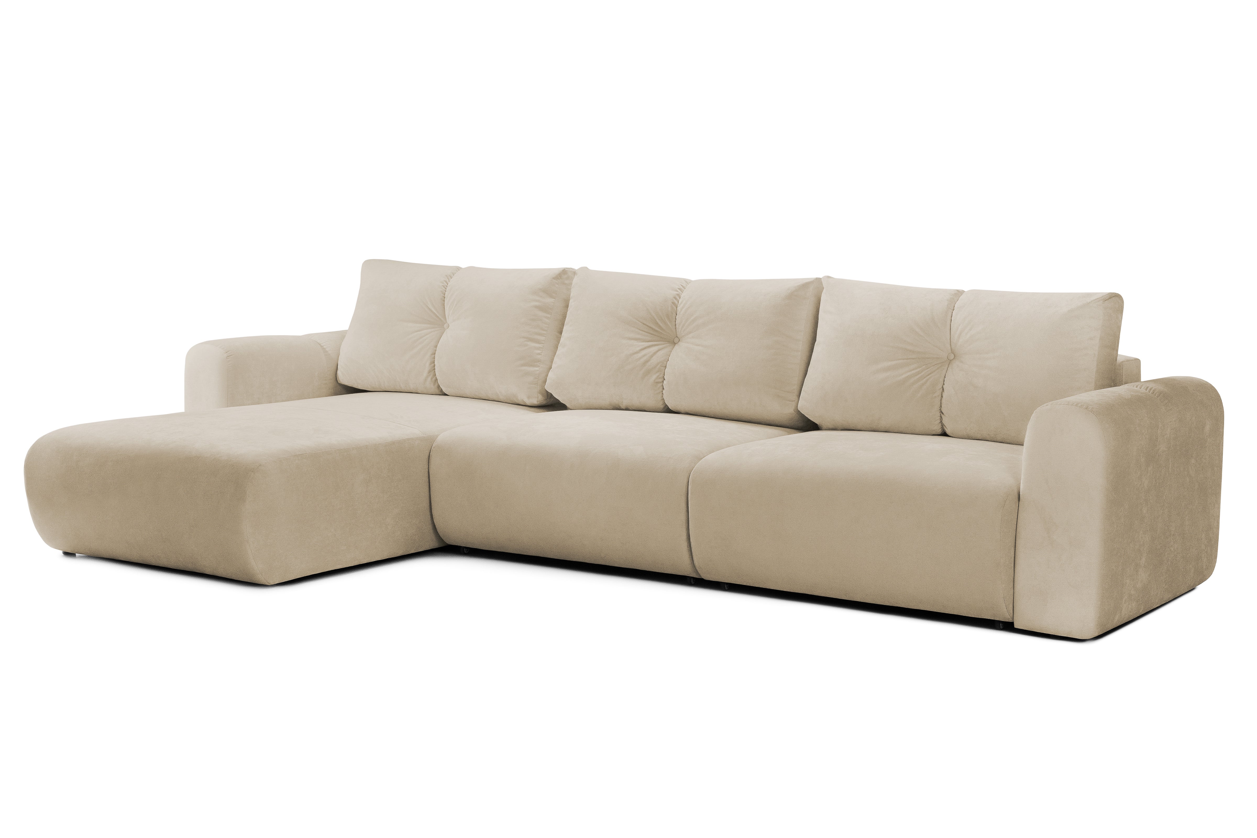 Colțar Extensibil GEORGIA, cu 2 lăzi depozitare, șezlong interschimbabil, 348x190x87 cm, #color_Bej-Havana