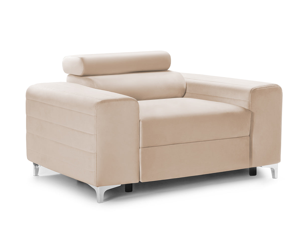 Fotoliu TIME NEW, tetieră reglabilă, suport lombar, 125x97x94 cm, #color_Bej-Velluto