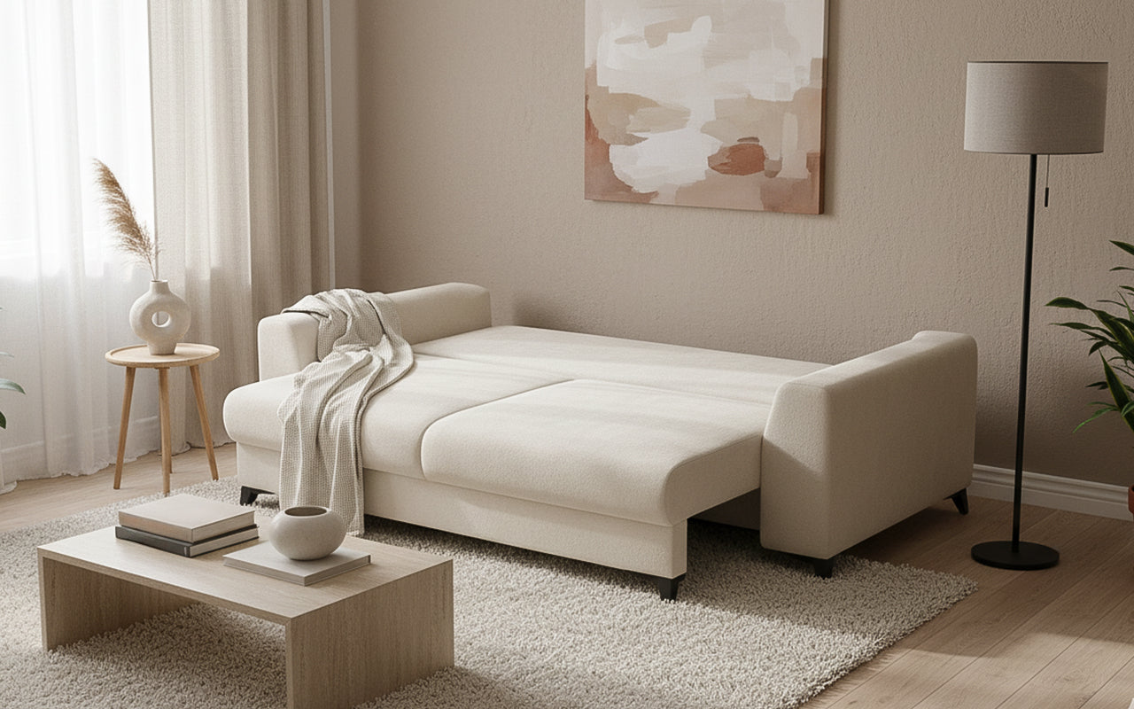 Canapea Extensibilă 3 locuri TIVOLI, 240x105x95 cm, #color_Crem-Mystery