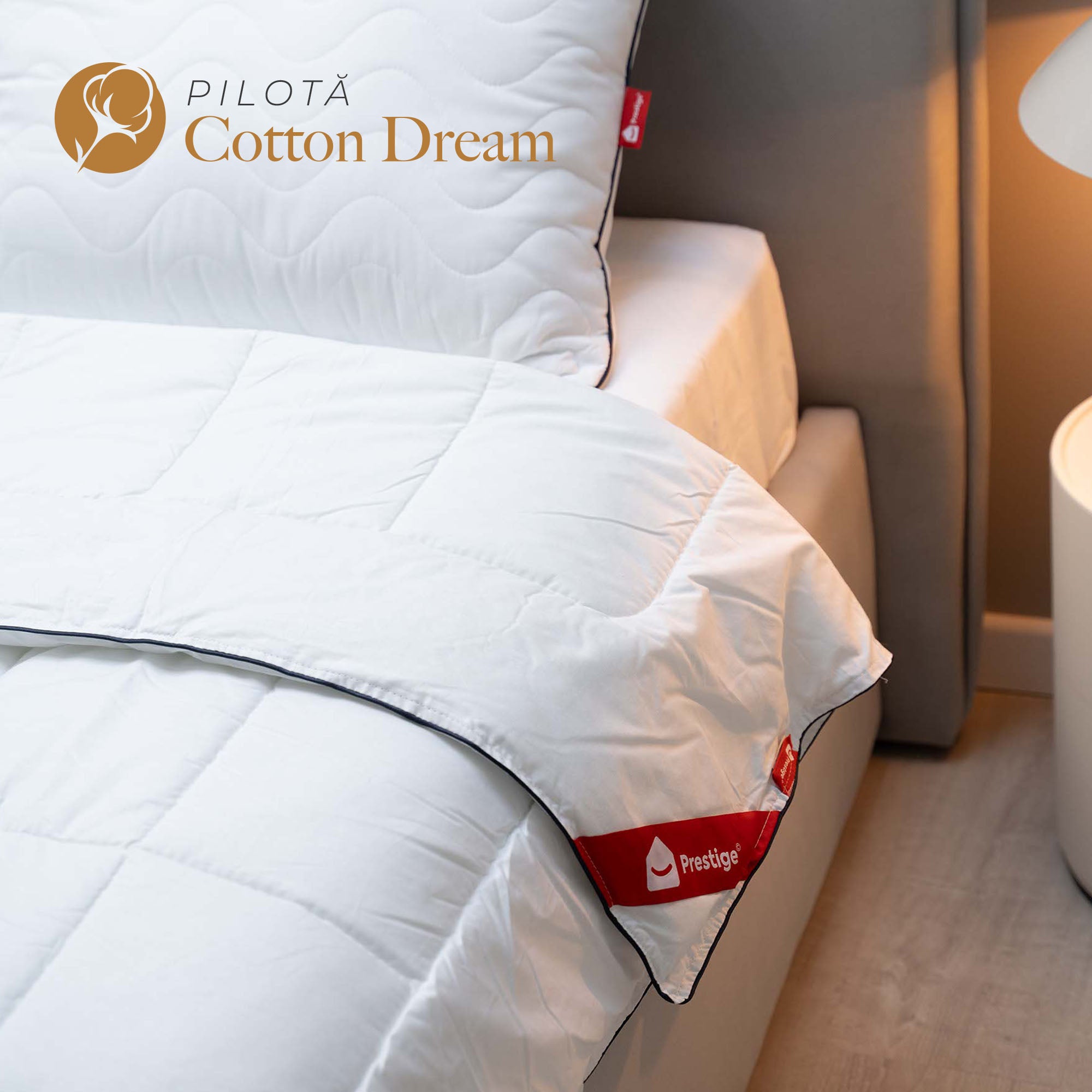 Pilotă Cotton Dream cu microfibră, husă bumbac, 200x200 cm-Pilotă-Prestige Home-Prestige Home