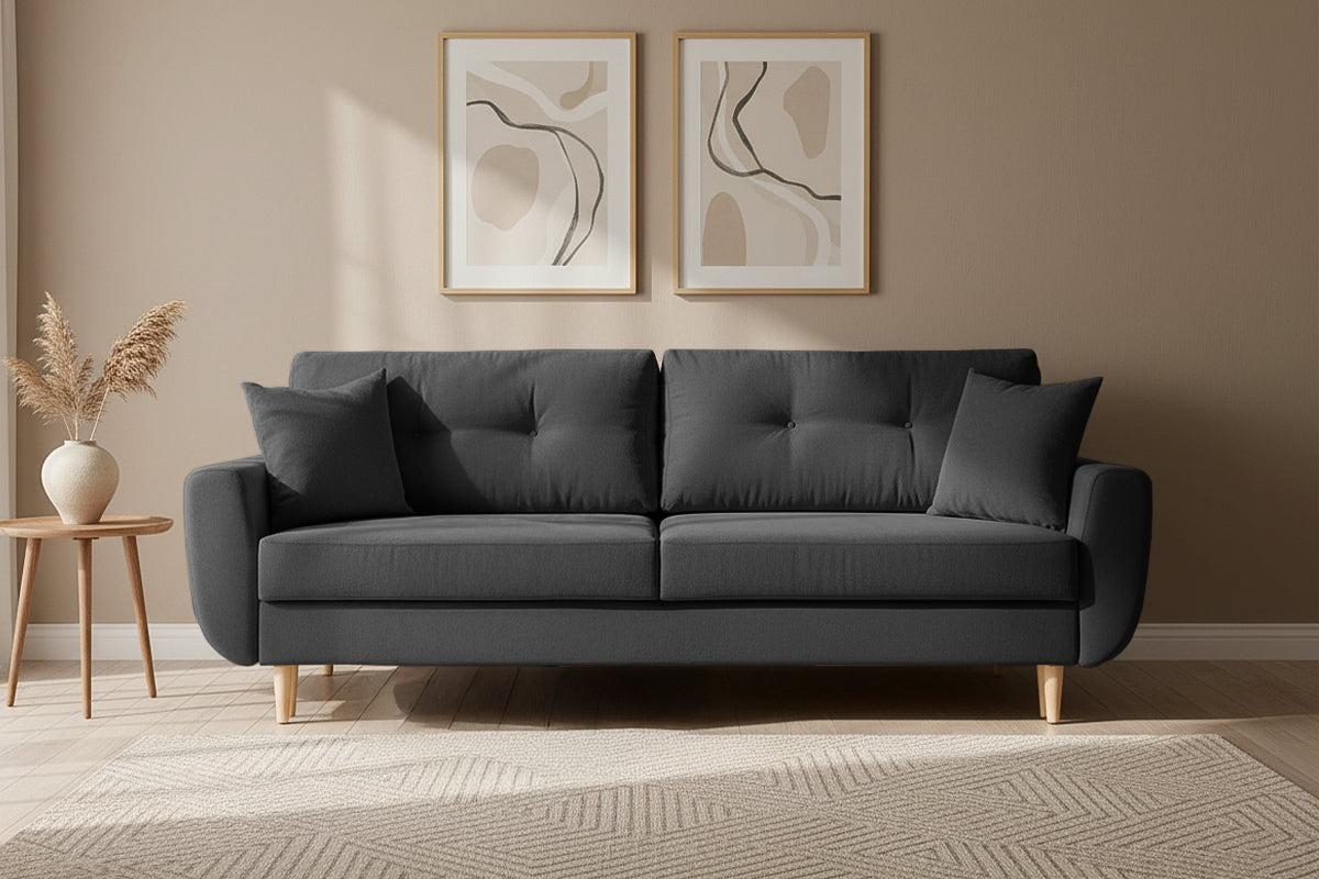 Canapea Extensibila 3 locuri HELSINKI, cu lada de depozitare, 225x100x90 cm, Bej - Prestigehome.ro - Canapea 3 Locuri - Prestige - #color_gri-inchis-enjoy