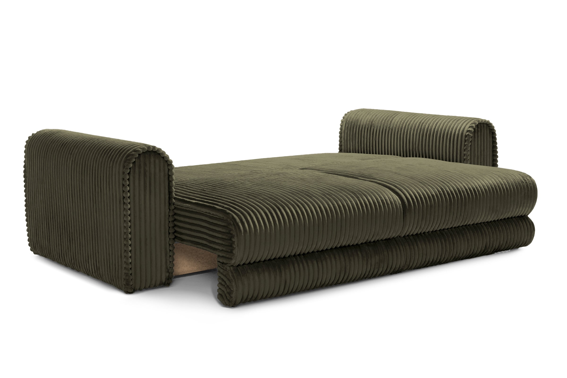 Canapea Extensibilă 3 locuri FELLINI, cu ladă depozitare, 243x108x90 cm, #color_Verde-Olive-Tilia