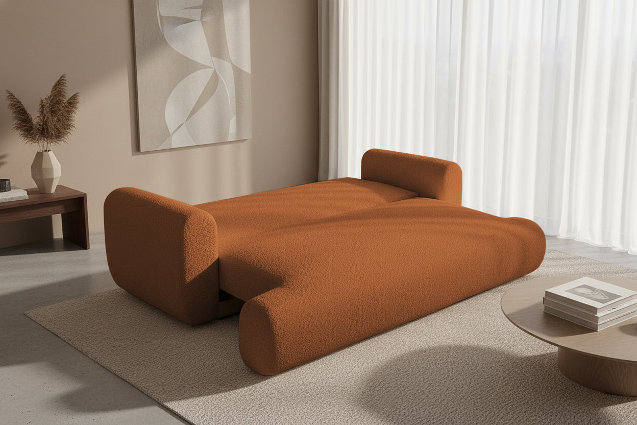 Canapea Extensibilă 3 locuri NOA, cu ladă depozitare, 244x108x80 cm, #color_Caramiziu-Anthology