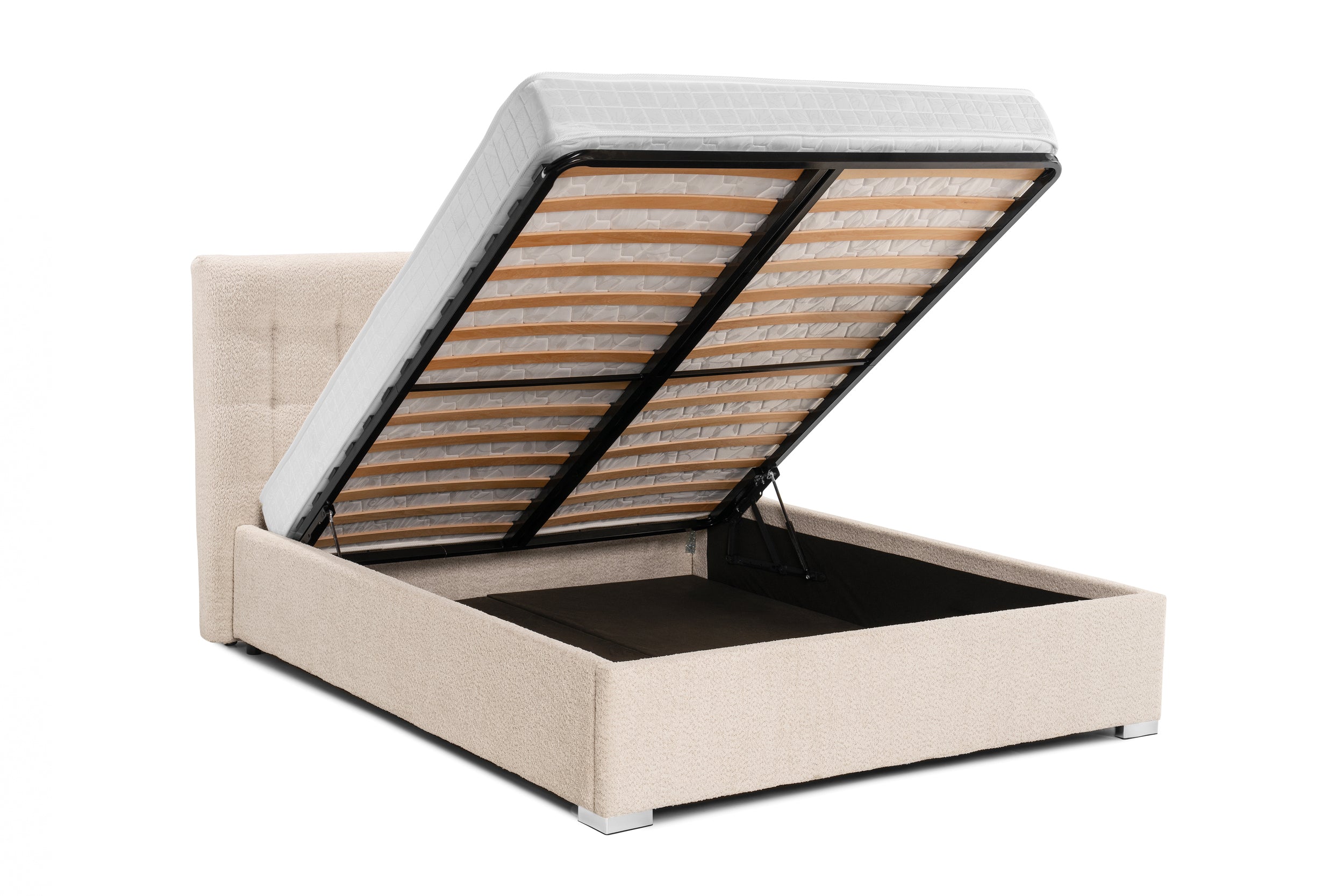 Pat Tapițat Strasbourg Premium, cu somieră rabatabilă și ladă depozitare, #color_Crem-Anthology
