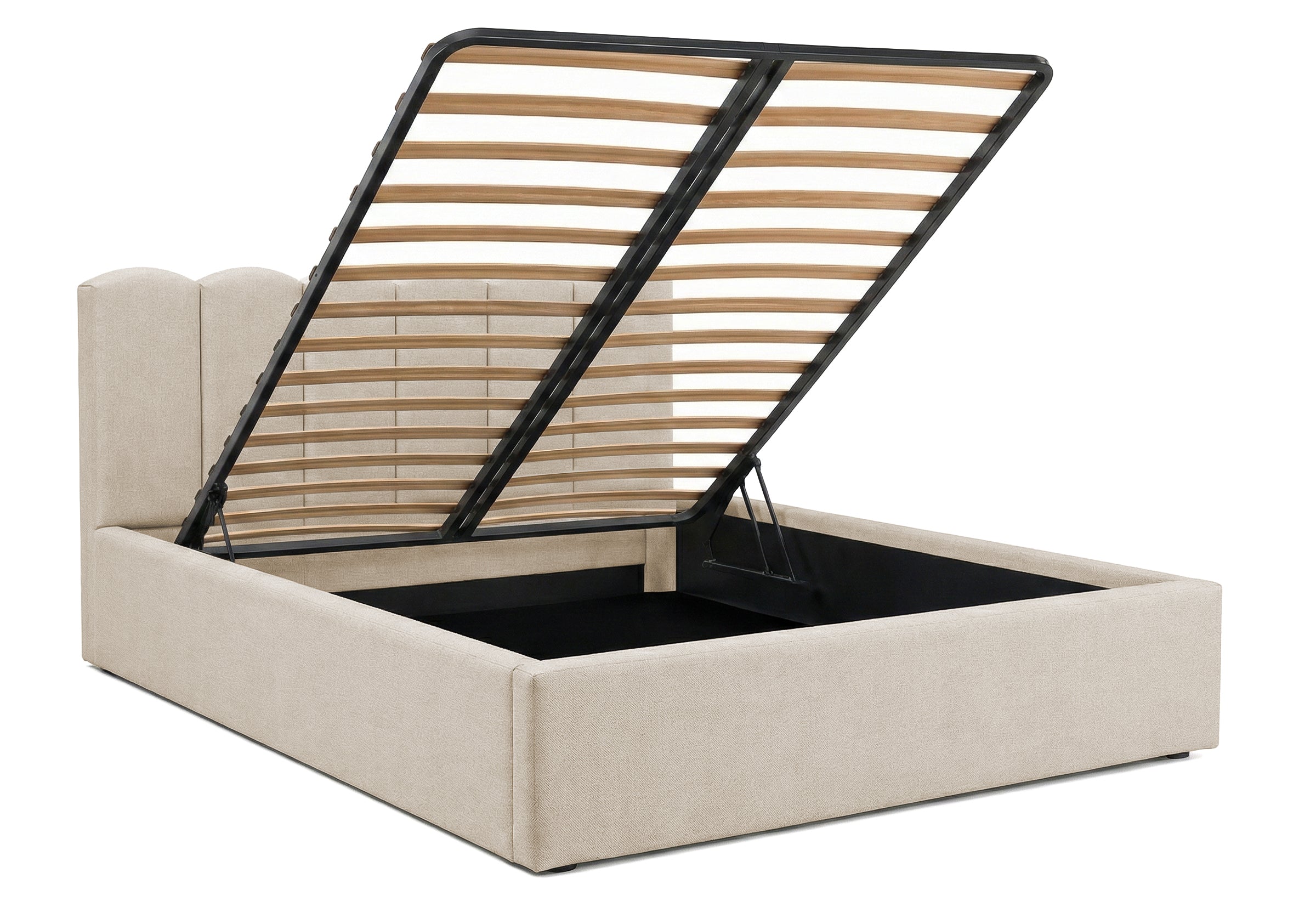 Pat Tapițat PRINCESS, cu somieră rabatabilă și ladă de depozitare, #color_Bej-Mystery