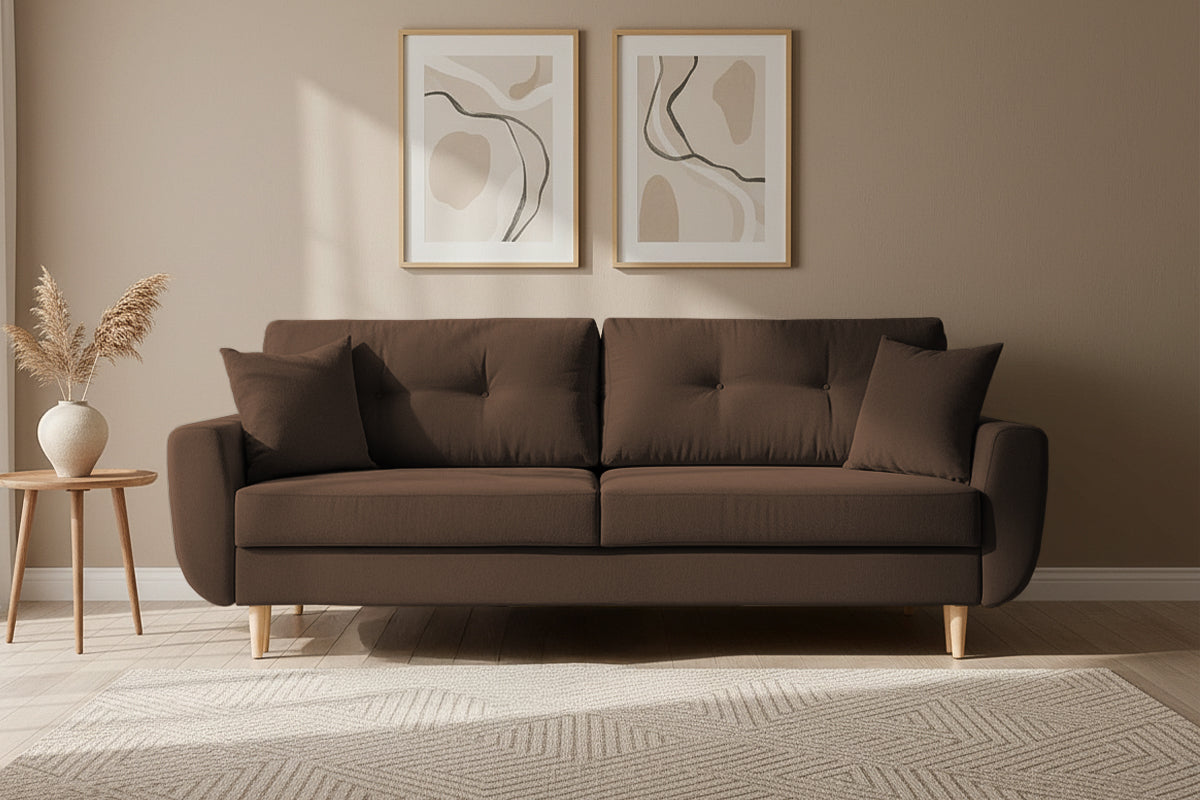 Canapea Extensibila 3 locuri HELSINKI, cu lada de depozitare, 225x100x90 cm, Bej - Prestigehome.ro - Canapea 3 Locuri - Prestige - #color_maro-enjoy