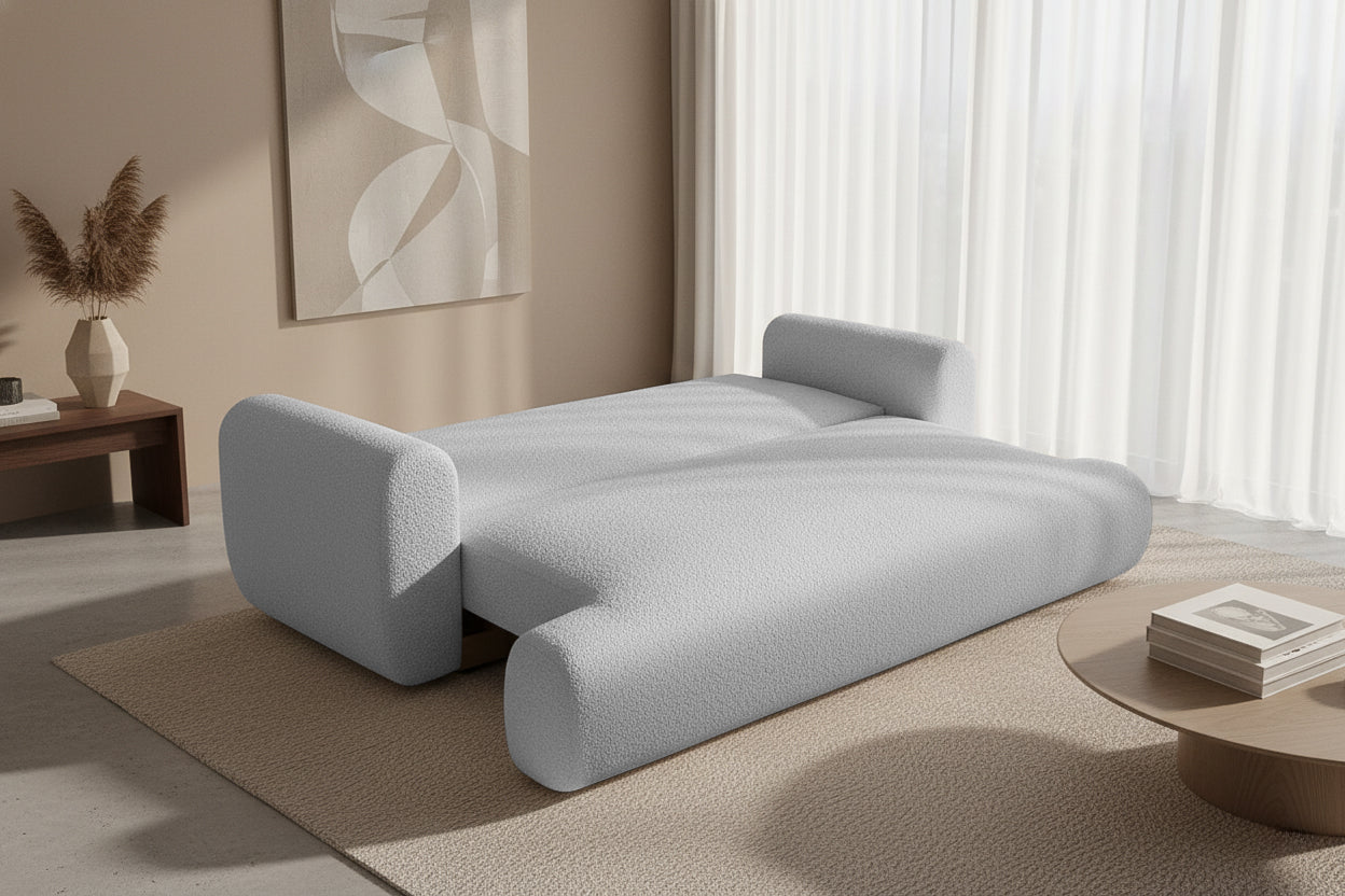 Canapea Extensibilă 3 locuri NOA, cu ladă depozitare, 244x108x80 cm, #color_Gri-Argintiu-Anthology