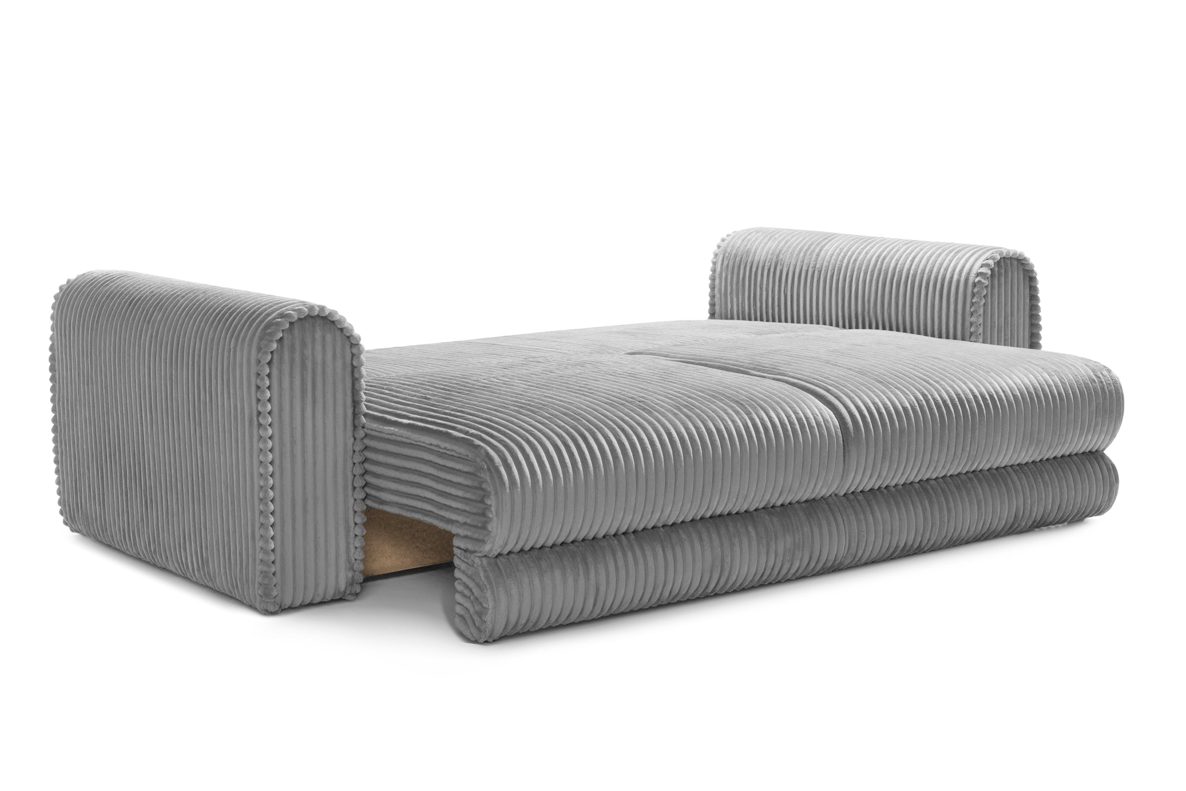 Canapea Extensibilă 3 locuri FELLINI, cu ladă depozitare, 243x108x90 cm, #color_Gri-Deschis-Tilia