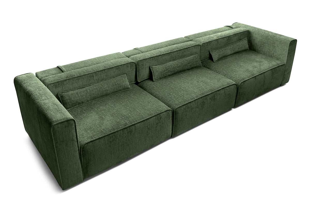 Canapea Extensibilă 4 locuri ZANETTO, cu 3 lăzi depozitare, 340x100x70 cm, #color_Verde-Onyx