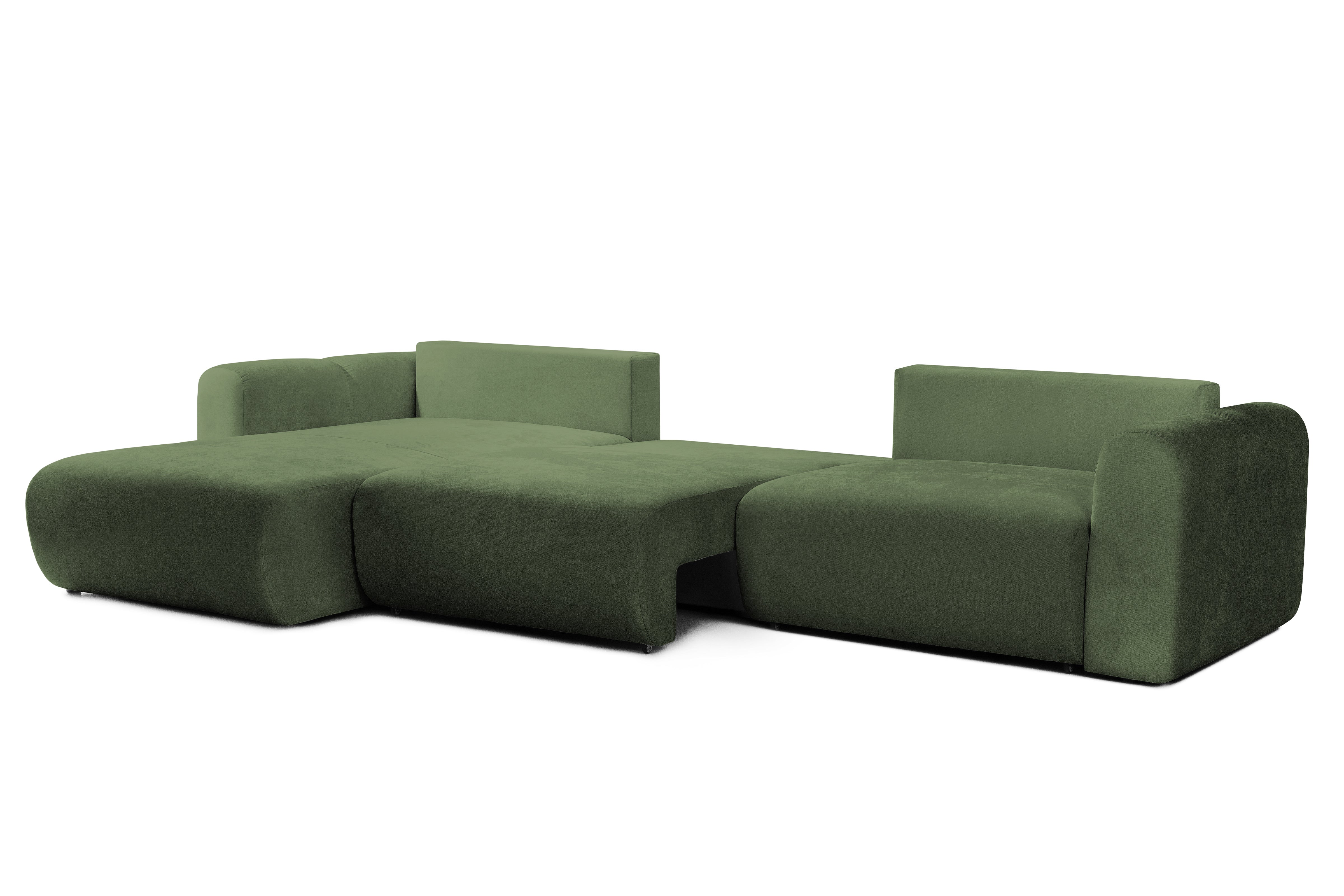 Colțar Extensibil GEORGIA, cu 2 lăzi depozitare, șezlong interschimbabil, 348x190x87 cm, #color_Verde-Havana