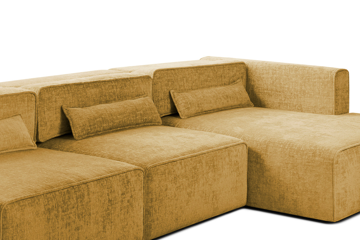 Colțar Extensibil 5 locuri ZANETTO, cu ladă de depozitare, 340x160x70 cm, #color_Galben-Onyx