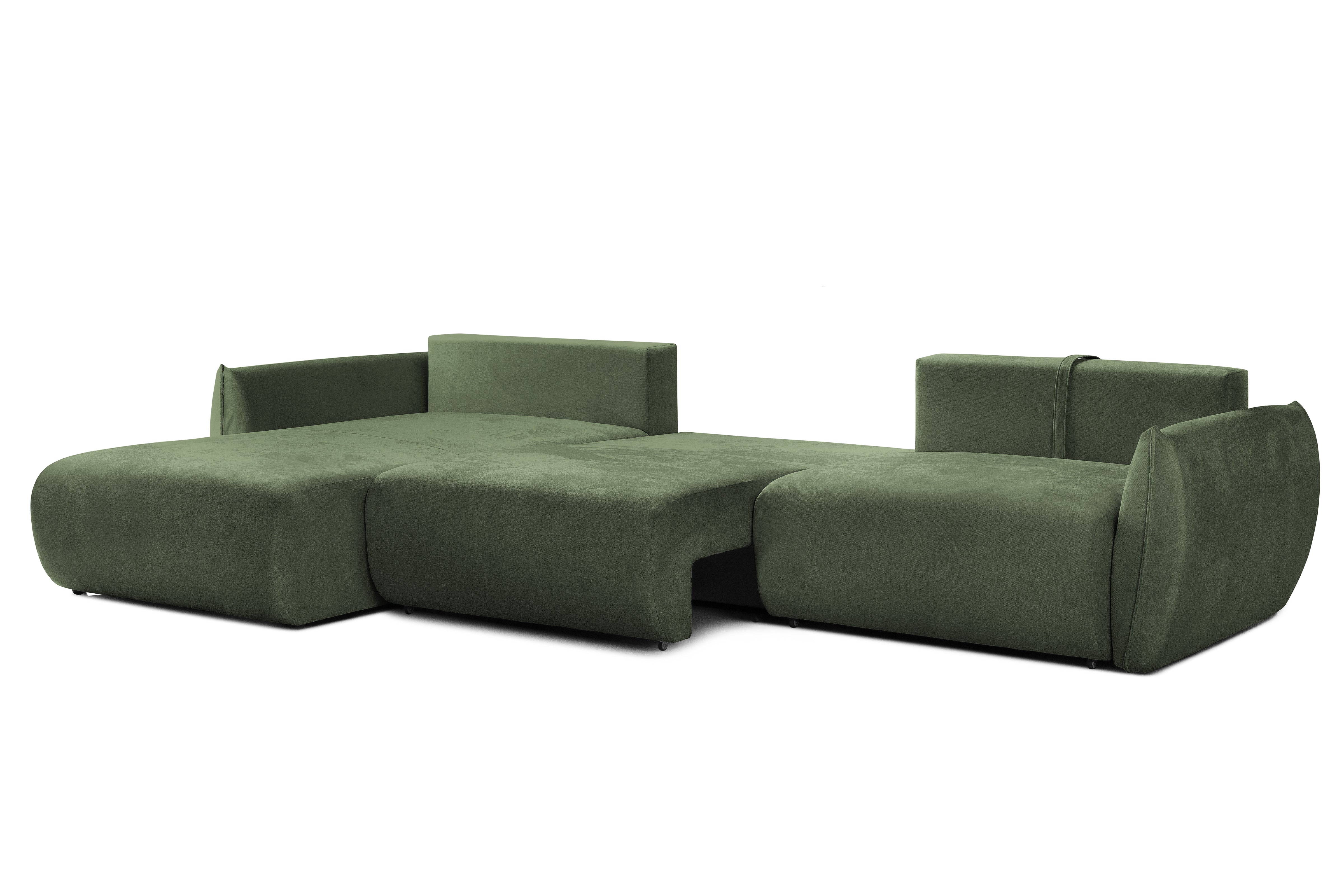 Colțar Extensibil OSAKA, cu 2 lăzi depozitare, șezlong interschimbabil, 338x190x87 cm, #color_Verde-Havana