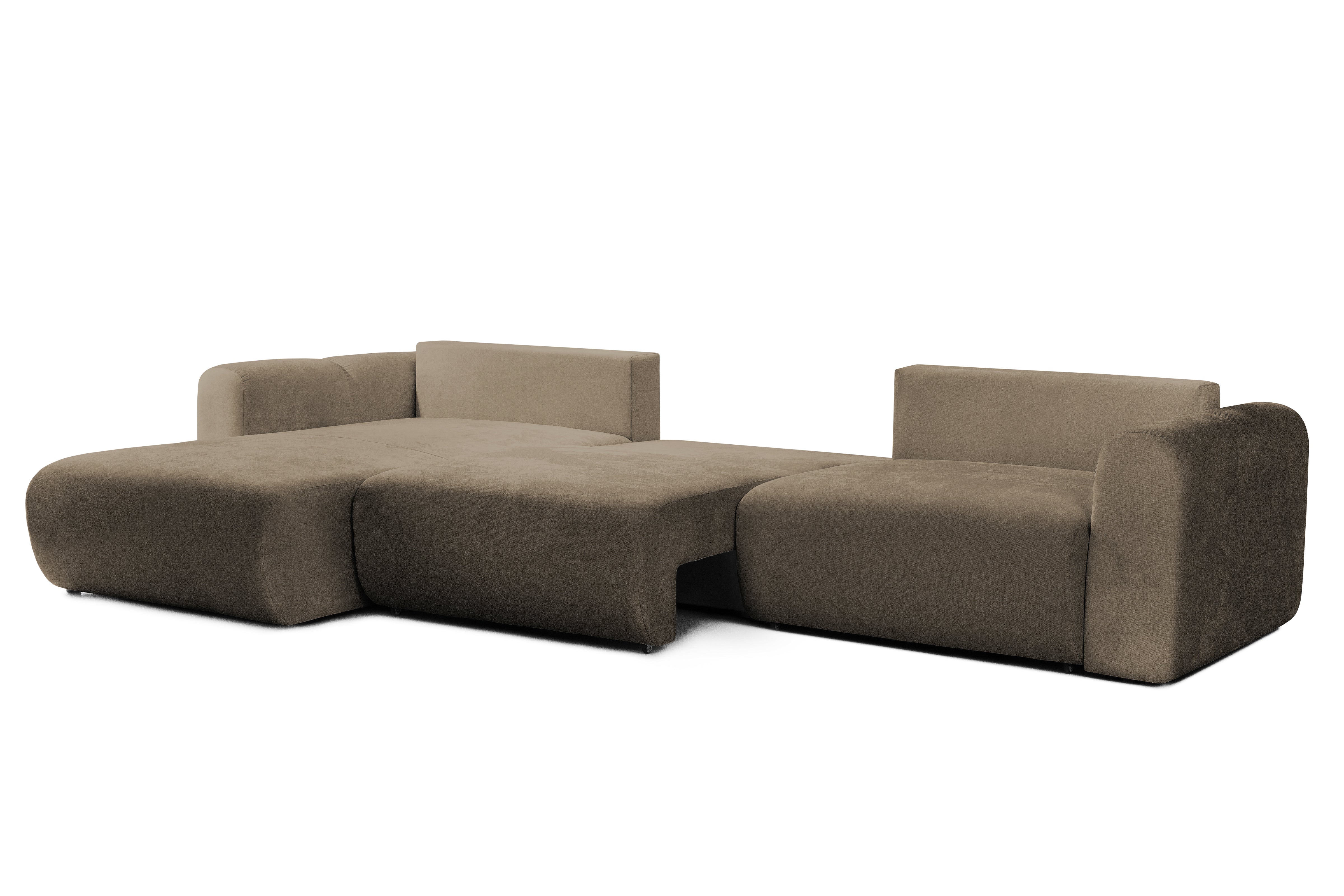 Colțar Extensibil GEORGIA, cu 2 lăzi depozitare, șezlong interschimbabil, 348x190x87 cm, #color_Cafe-Havana