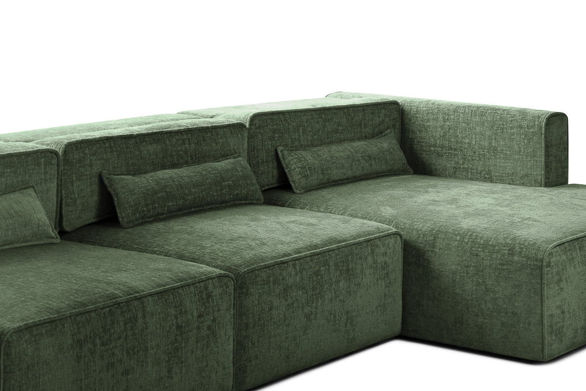 Colțar Extensibil 5 locuri ZANETTO, cu ladă de depozitare, 340x160x70 cm, #color_Verde-Onyx