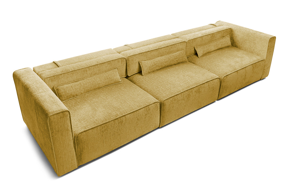 Canapea Extensibilă 4 locuri ZANETTO, cu 3 lăzi depozitare, 340x100x70 cm, #color_Galben-Onyx