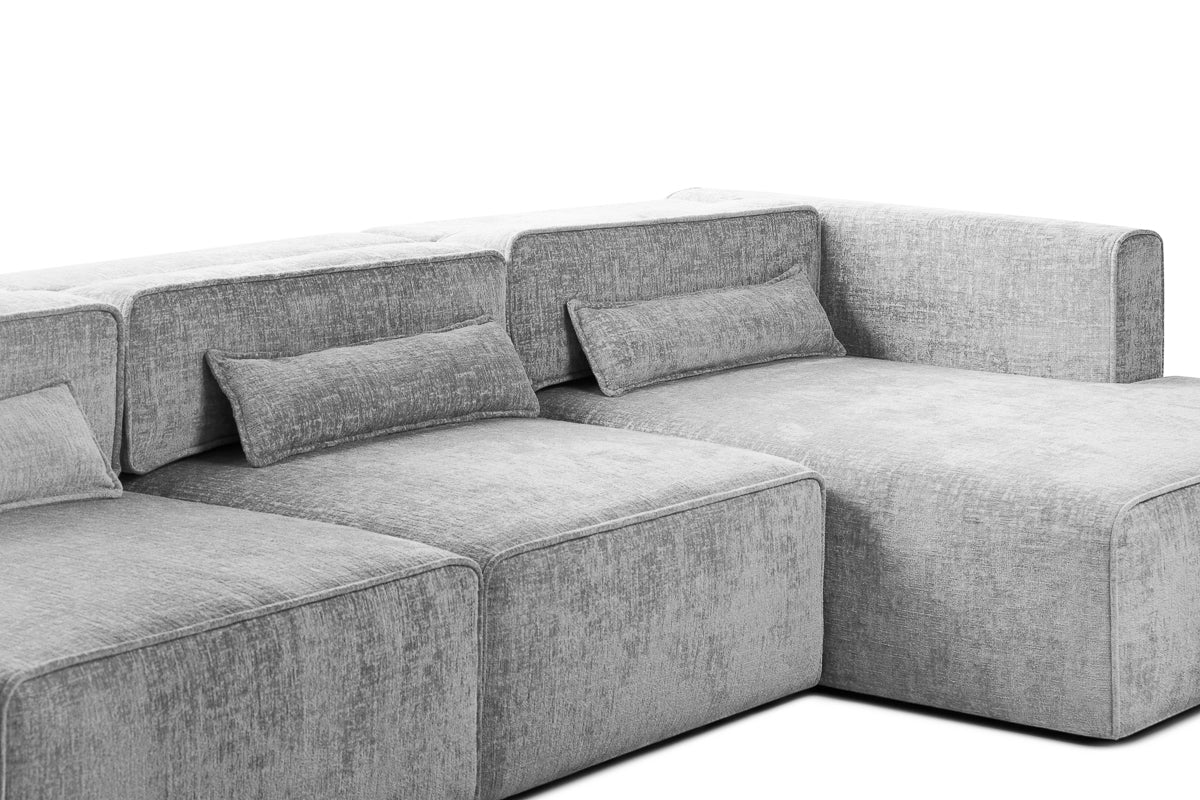 Colțar Extensibil 5 locuri ZANETTO, cu ladă de depozitare, 340x160x70 cm, #color_Gri-Argintiu-Onyx