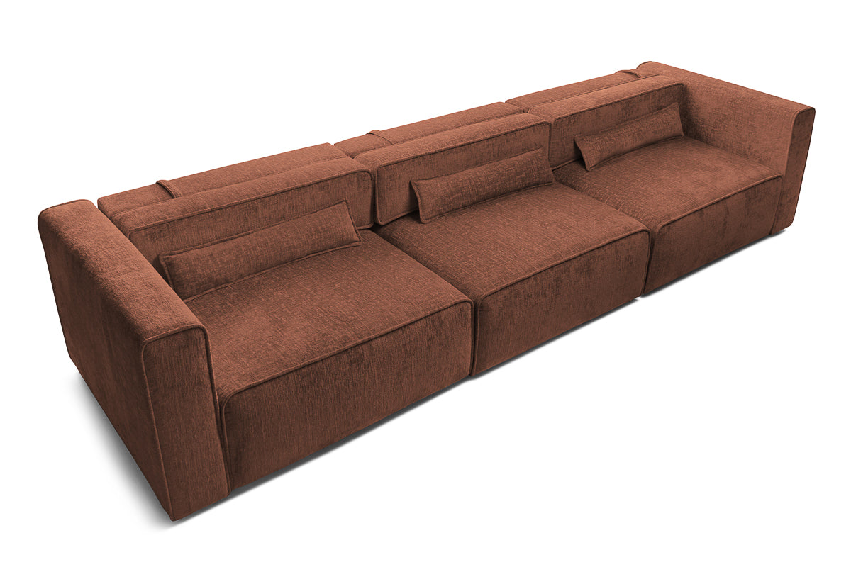 Canapea Extensibilă 4 locuri ZANETTO, cu 3 lăzi depozitare, 340x100x70 cm, #color_Bordeaux-Onyx