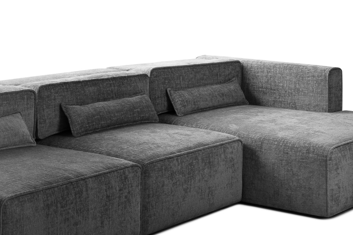 Colțar Extensibil 5 locuri ZANETTO, cu ladă de depozitare, 340x160x70 cm, #color_Gri-Onyx