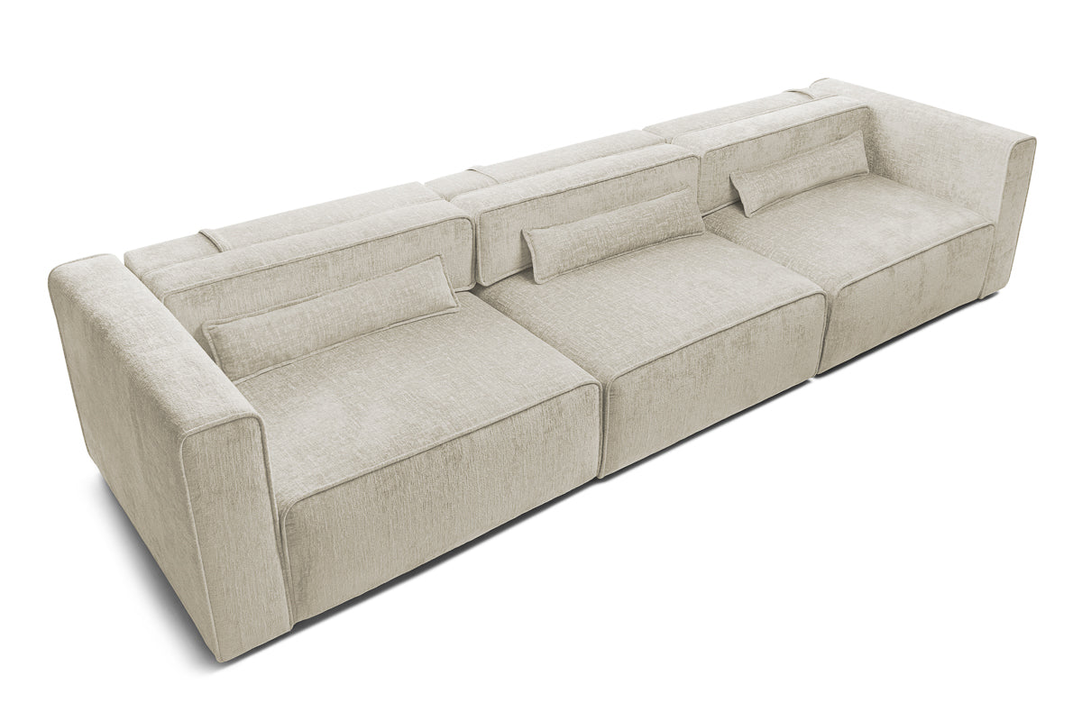 Canapea Extensibilă 4 locuri ZANETTO, cu 3 lăzi depozitare, 340x100x70 cm, #color_Crem-Onyx