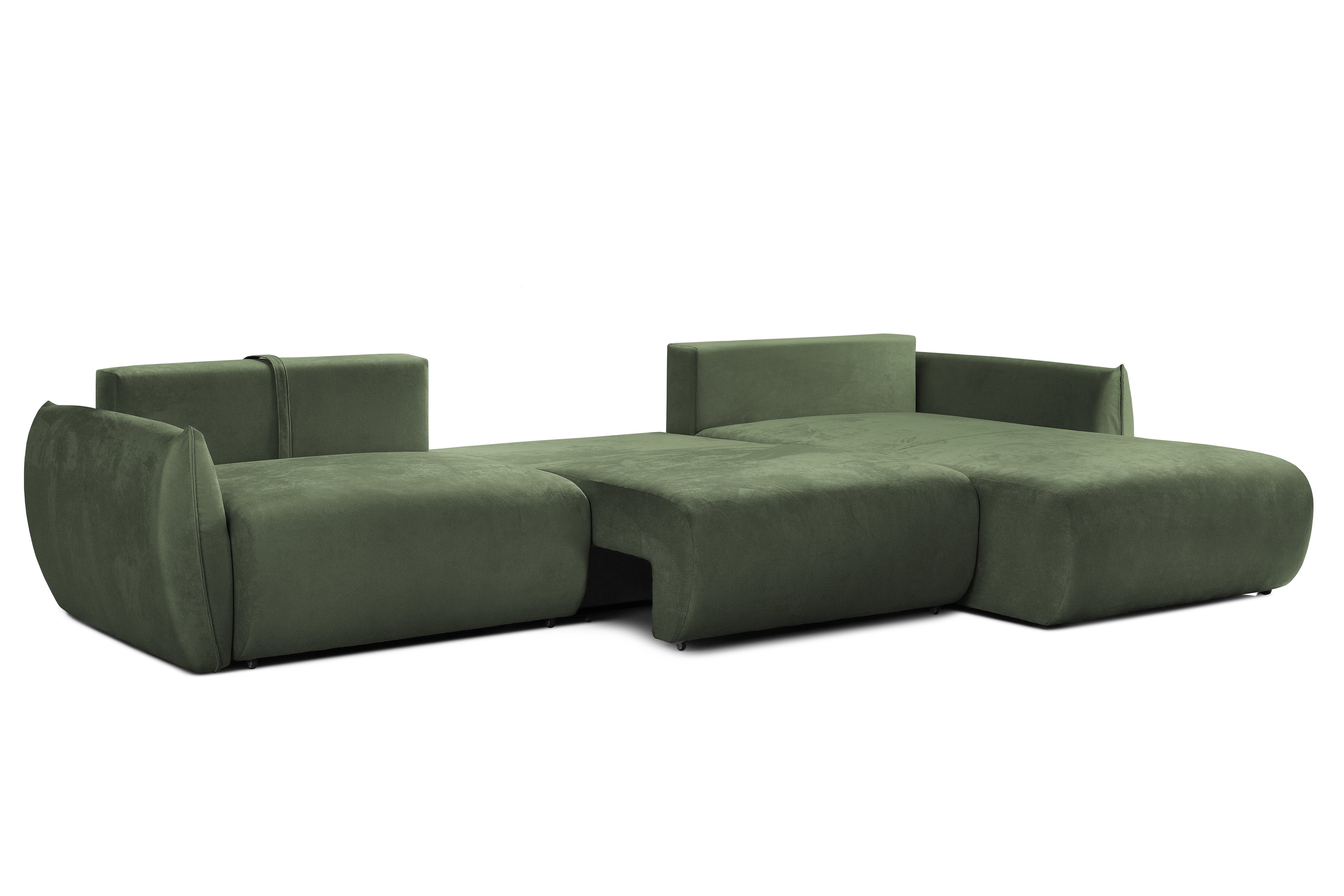 Colțar Extensibil OSAKA, cu 2 lăzi depozitare, șezlong interschimbabil, 338x190x87 cm, #color_Verde-Havana