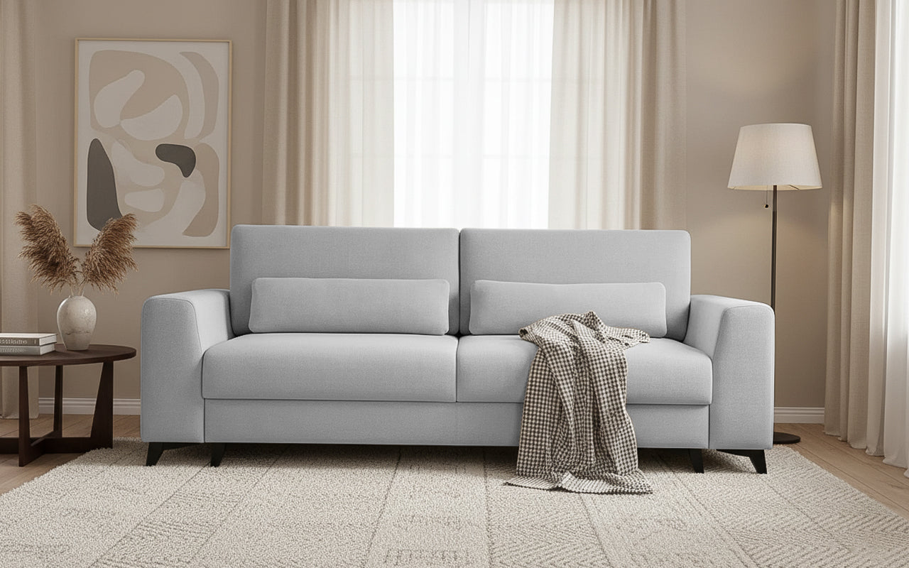 Canapea Extensibilă 3 locuri TIVOLI, 240x105x95 cm, #color_Gri-Argintiu-Mystery