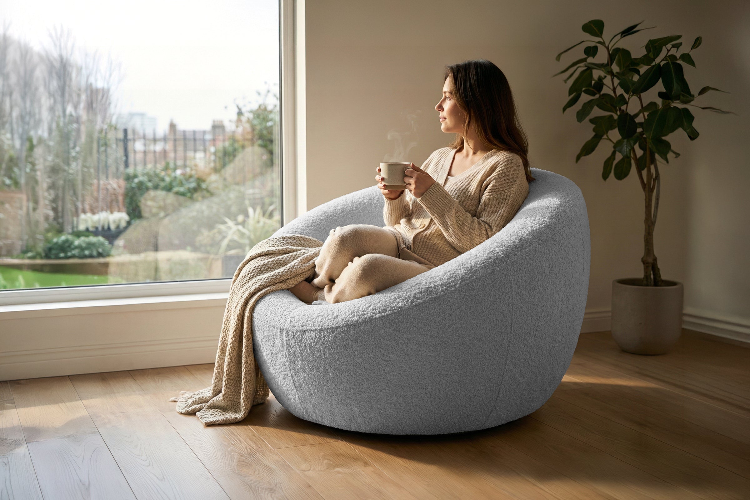 Fotoliu NIDO, suport lombar, 70x70x90 cm, #color_Gri-Argintiu-Anthology