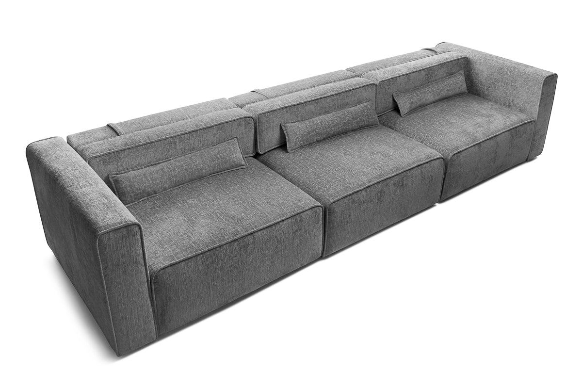 Canapea Extensibilă 4 locuri ZANETTO, cu 3 lăzi depozitare, 340x100x70 cm, #color_Gri-Onyx