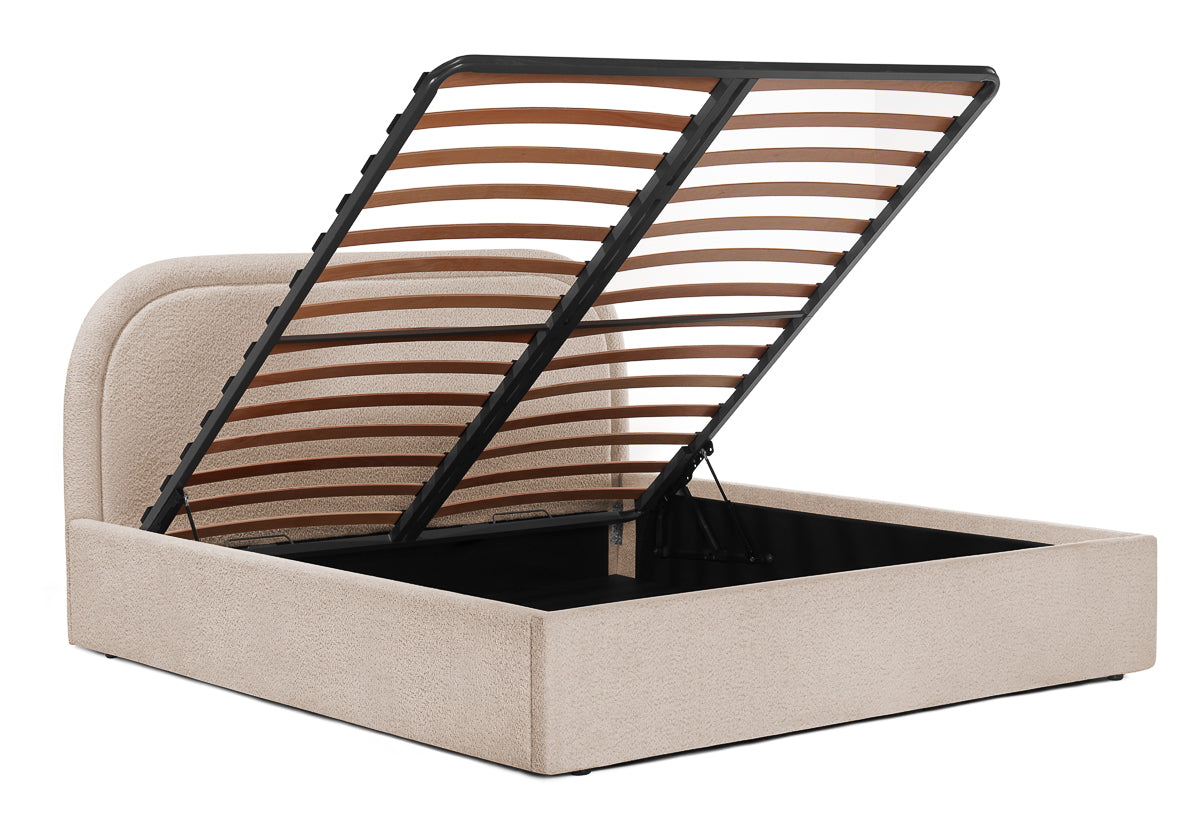 Pat Tapițat Cloud, cu somieră rabatabilă și ladă de depozitare, #color_Anthology-Crem